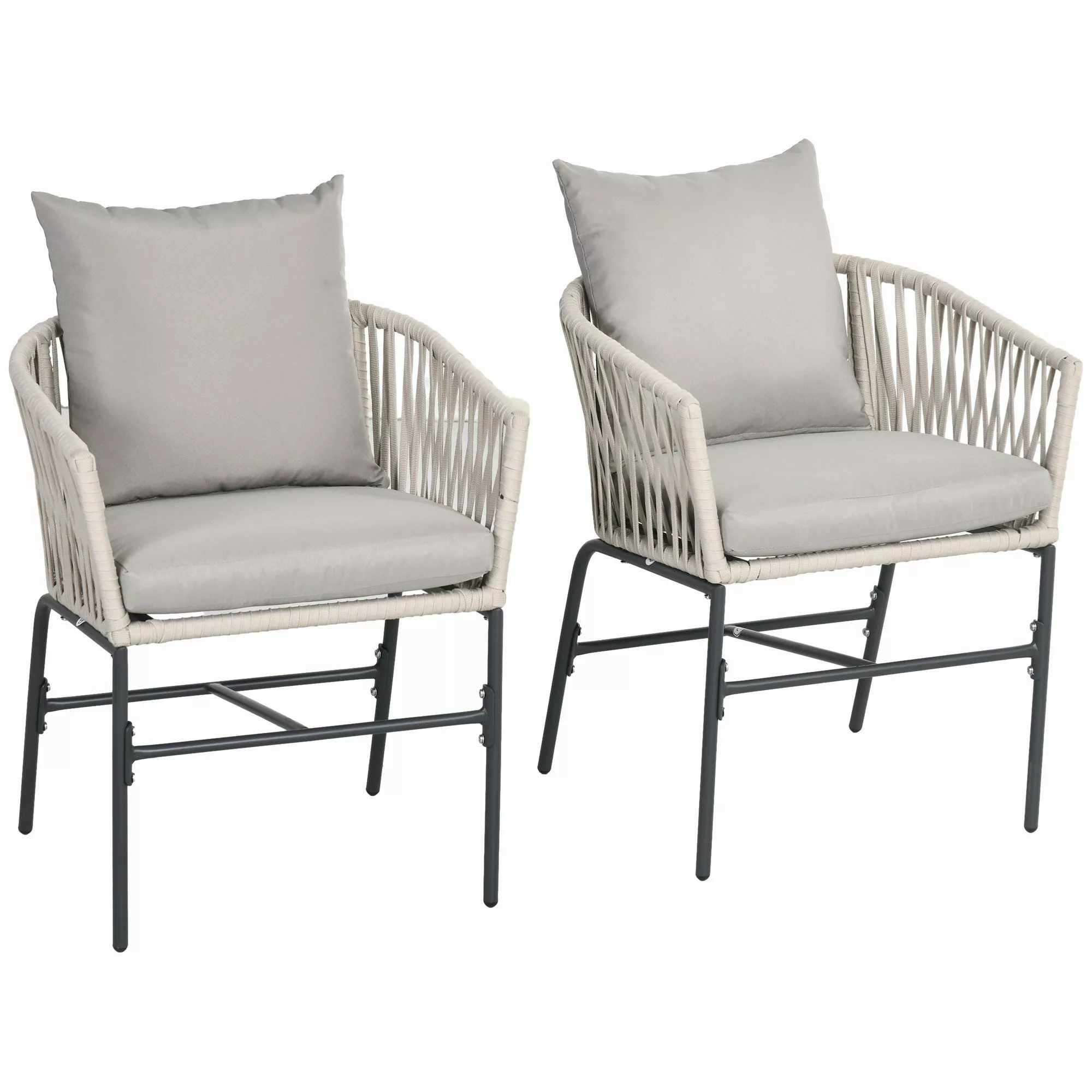 Outsunny Sitzgruppe 2er-Set Gartenstühle mit Kissen günstig online kaufen