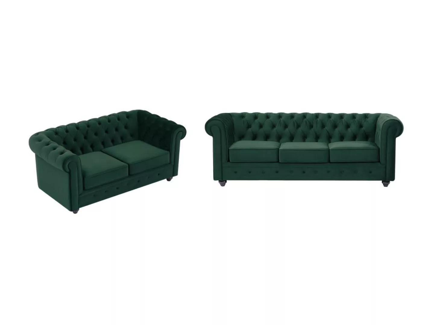 Sofas 3-Sitzer & 2-Sitzer - Samt - Grün - CHESTERFIELD günstig online kaufen