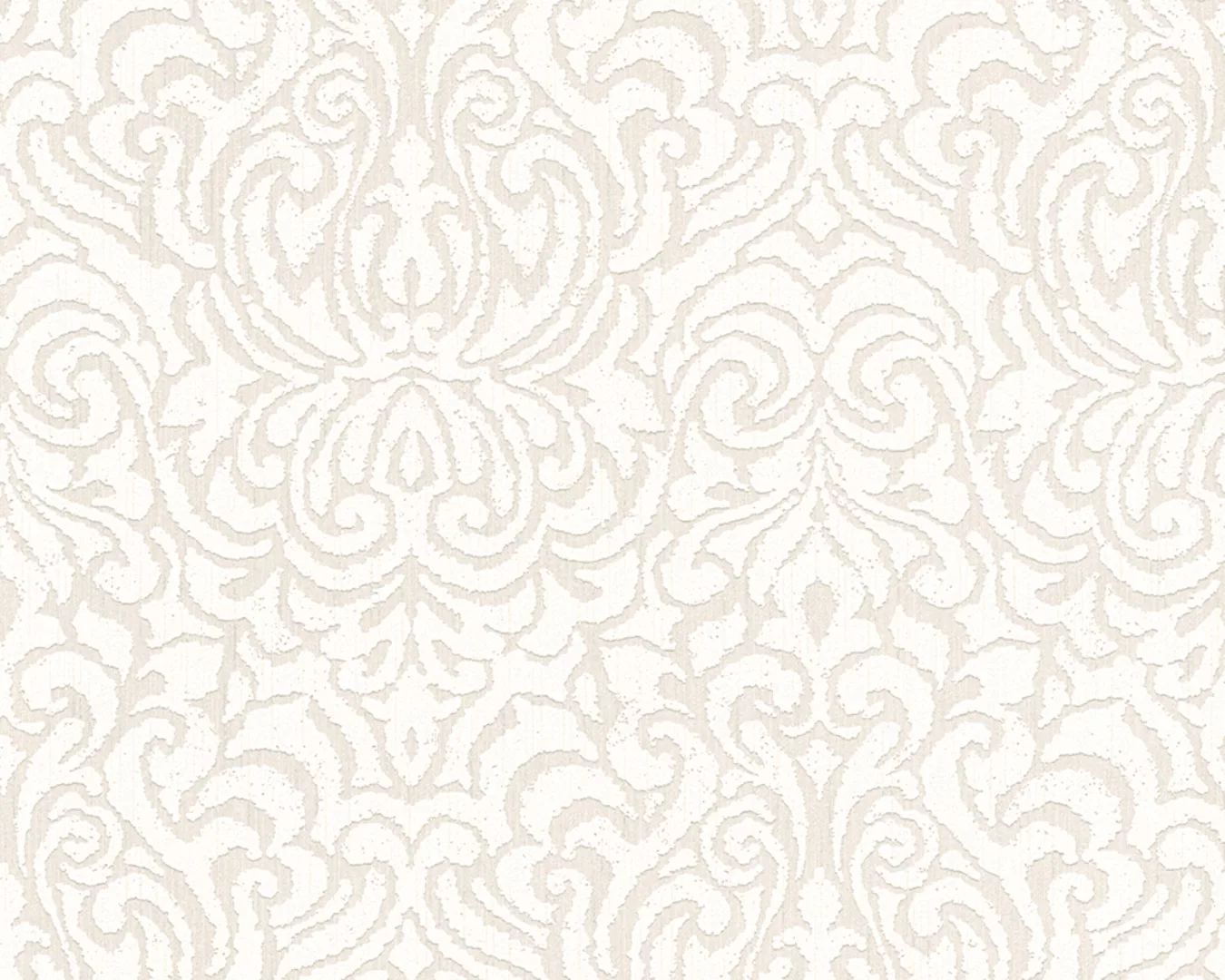 Bricoflor Elegante Tapete in Creme Weiß Helle Barock Vliestapete mit Textil günstig online kaufen