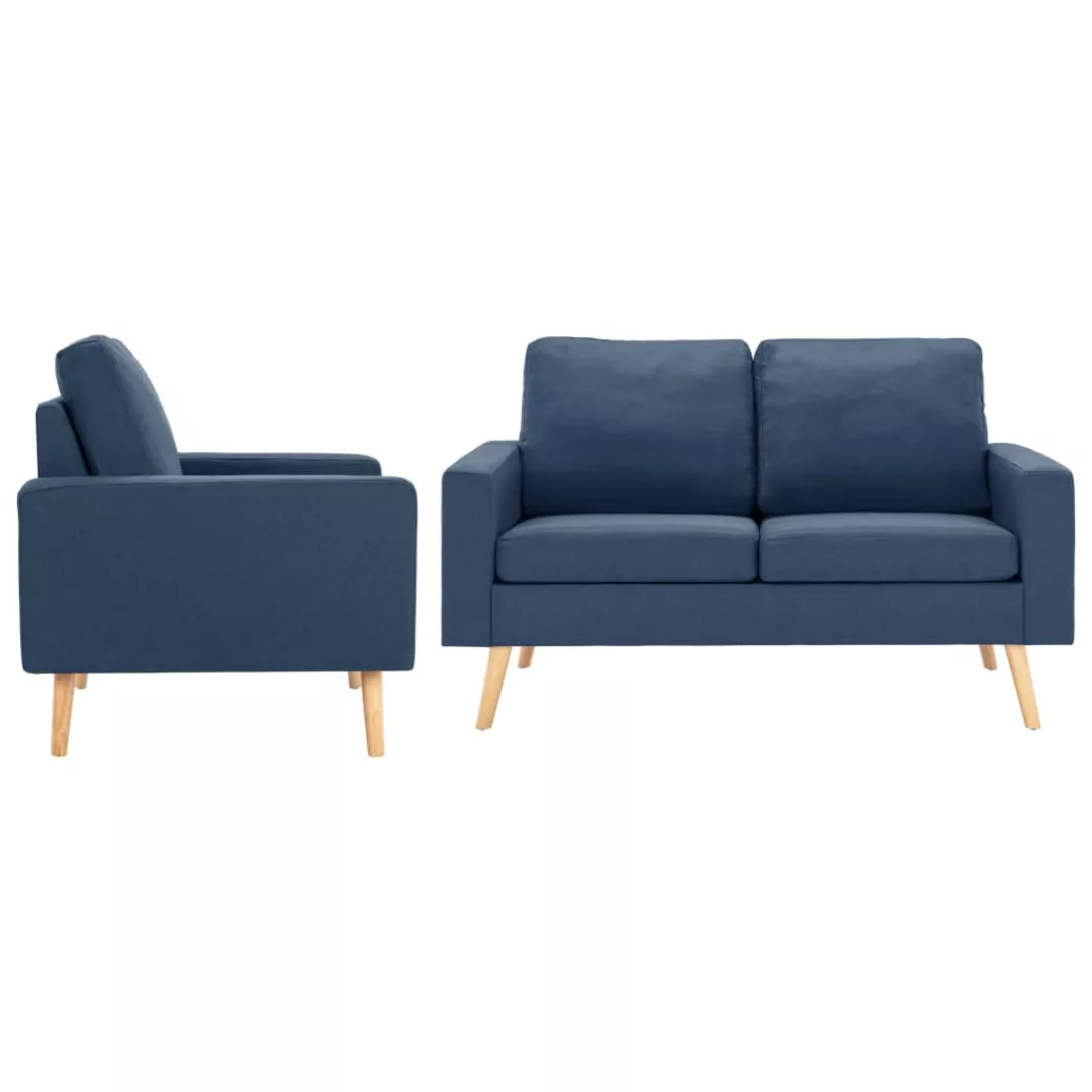 2-tlg. Sofagarnitur Stoff Blau günstig online kaufen