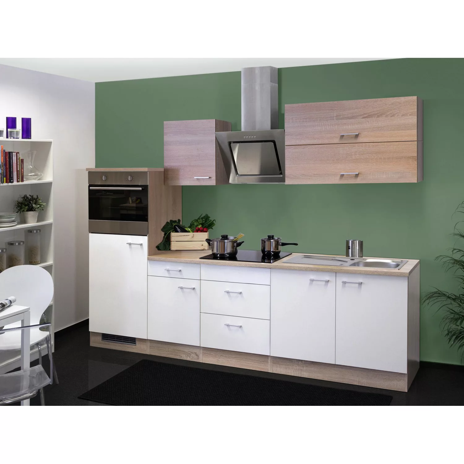Flex-Well Classic Küchenzeile Florida 270 cm Weiß-Sonoma Eiche Nachbildung günstig online kaufen