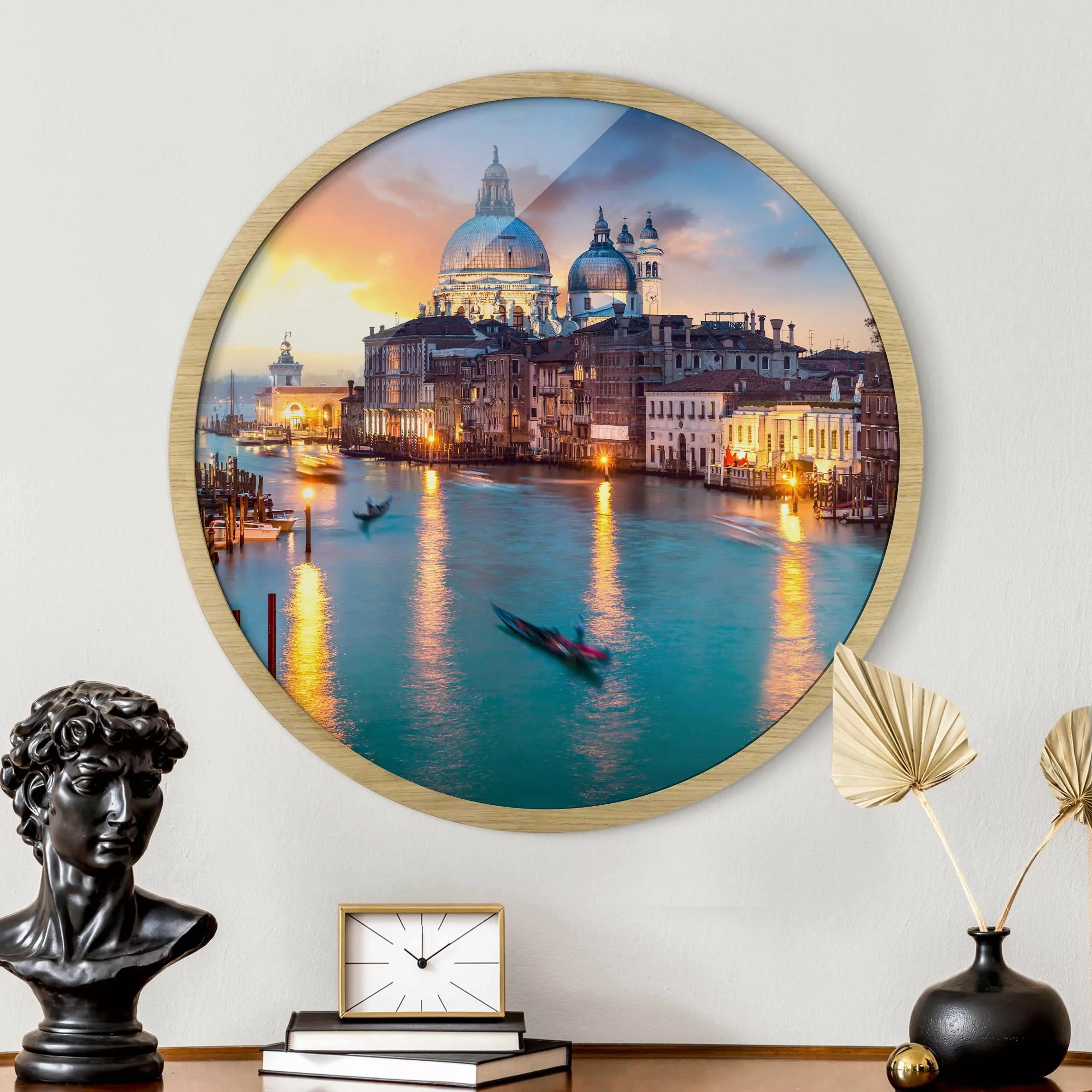 Rundes Gerahmtes Bild Sunset in Venice günstig online kaufen