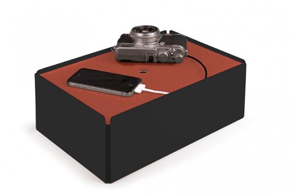 Kabelbox CHARGE-BOX schwarz Leder kupfer günstig online kaufen