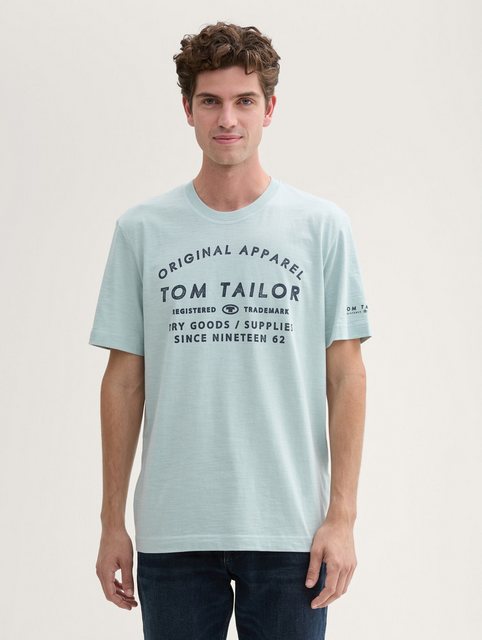 TOM TAILOR T-Shirt Logo Print T-Shirt in Melange Optik mit Logo Print günstig online kaufen