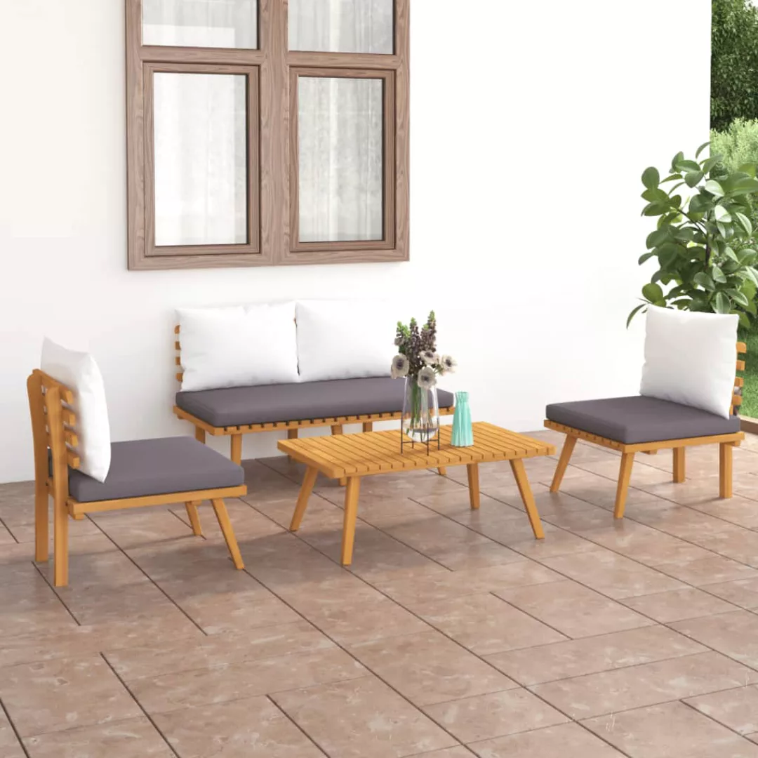 Vidaxl 4-tlg. Garten-lounge-set Mit Auflagen Massivholz Akazie günstig online kaufen