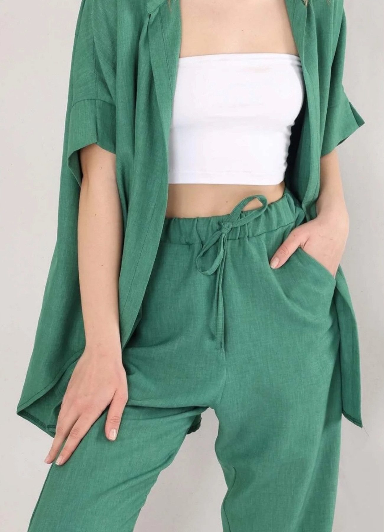 fashionshowcase Schlupfhose Schlupfhose Damen Hose Leinenoptik günstig online kaufen