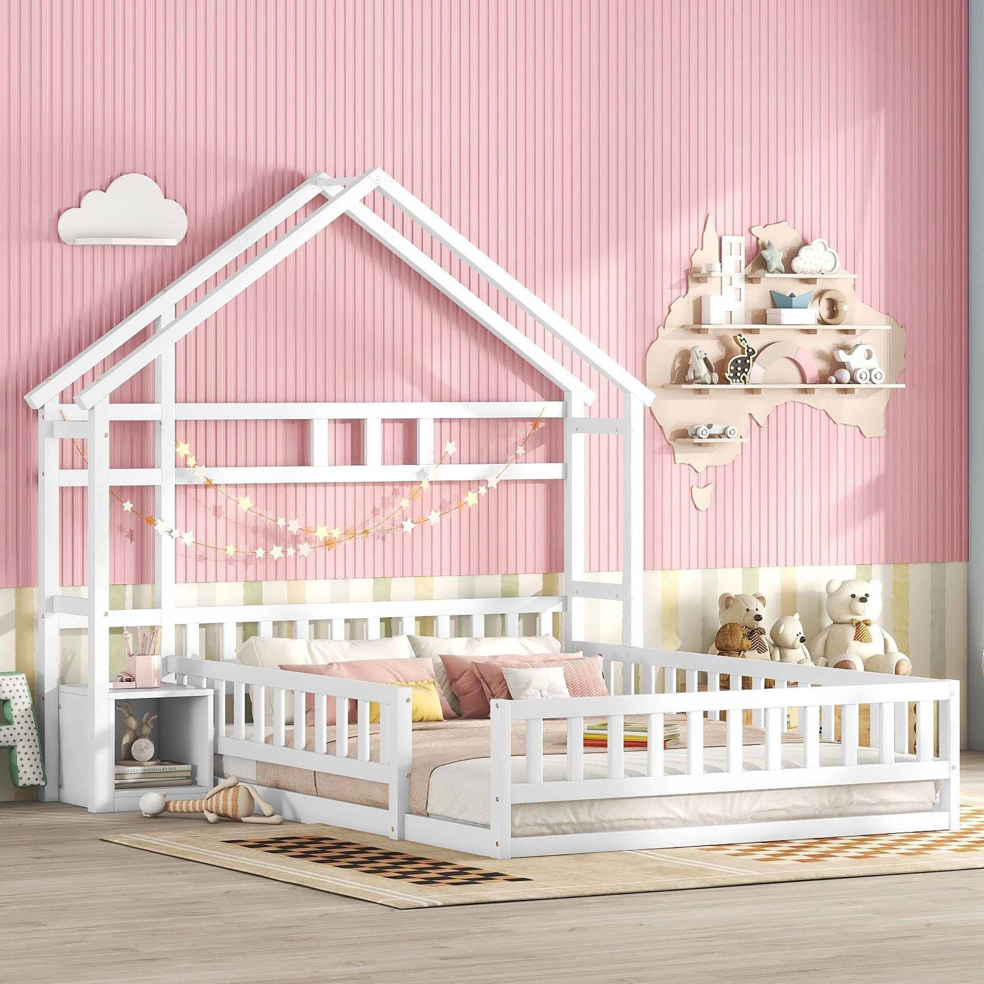 OKWISH Kinderbett Holzbett Funktionsbett Hausbetten (140x190cm günstig online kaufen