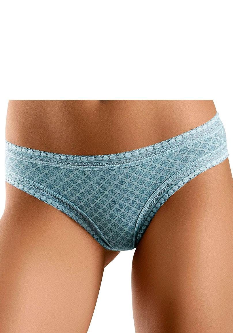 LASCANA Bikinislip, (3er-Pack), aus elastischer Baumwolle mit weicher Spitz günstig online kaufen