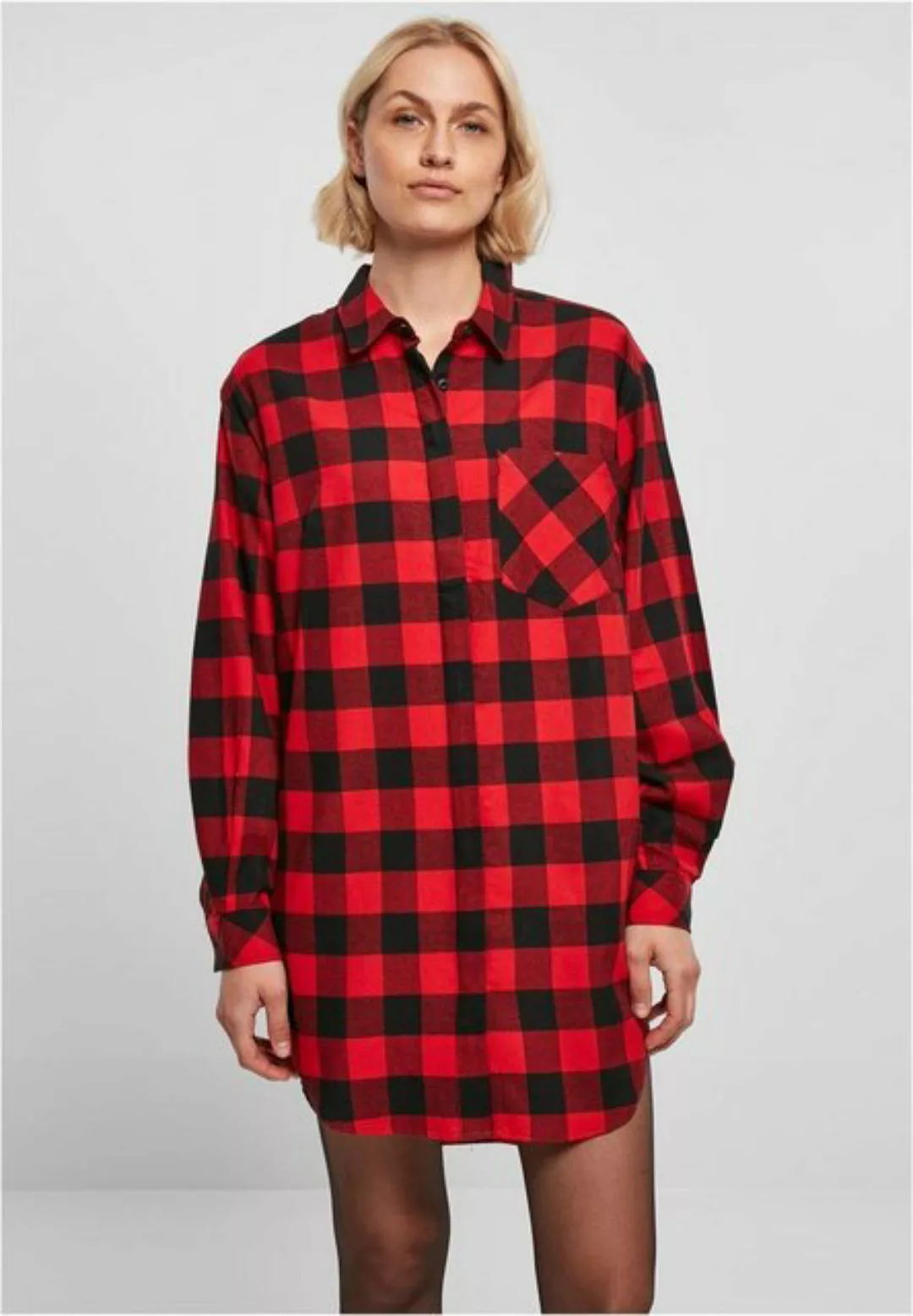 URBAN CLASSICS Jerseykleid "Damen Ladies Oversized Check Flannel Shirt Dres günstig online kaufen