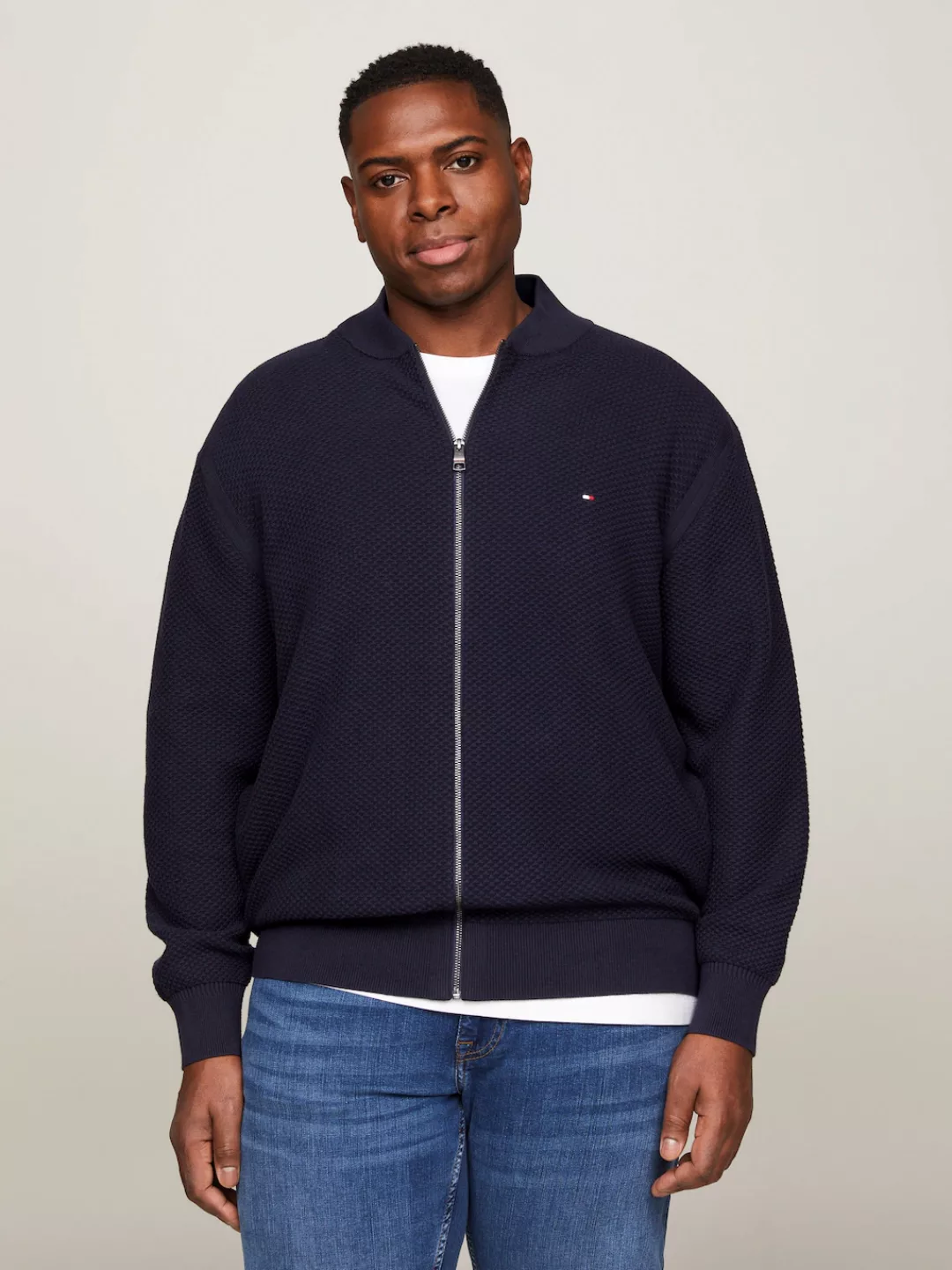 Tommy Hilfiger Big & Tall Strickjacke "BT-OVAL STRUCTURE BASEBALL-B" günstig online kaufen