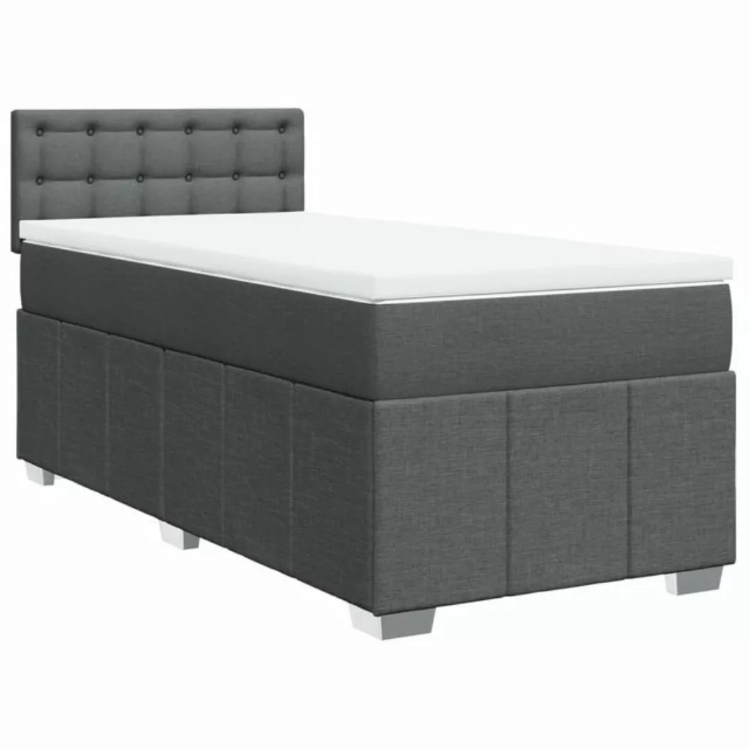 vidaXL Bettgestell Boxspringbett mit Matratze Dunkelgrau 90x200 cm Stoff Be günstig online kaufen