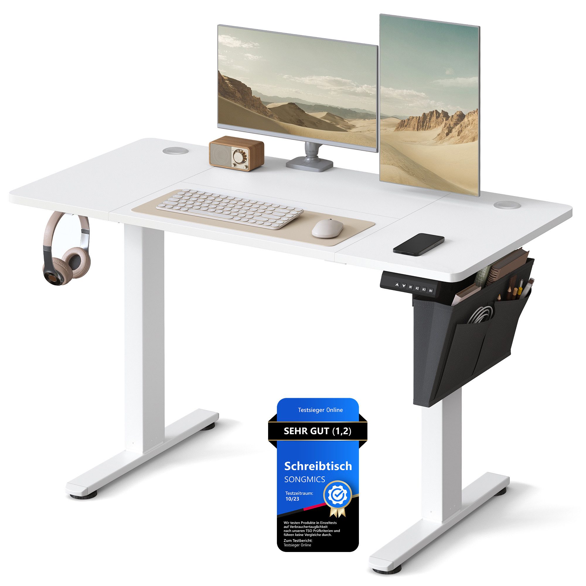 SONGMICS Schreibtisch Höhenverstellbarer elektrisch, 120/140/160/180 cm, günstig online kaufen