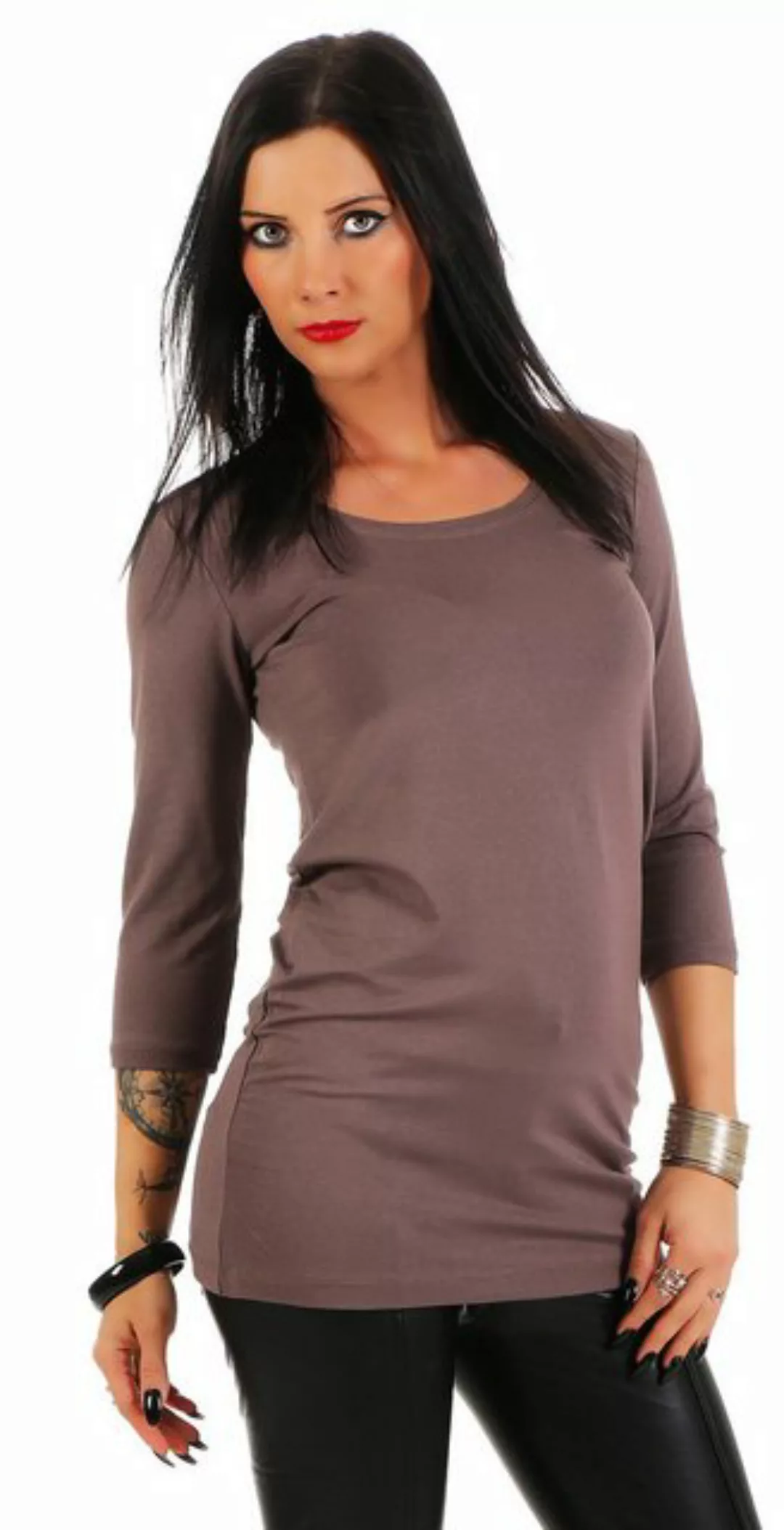 Mellice 3/4-Arm-Shirt Damen Longshirt 3/4 Arm Shirt Tunika günstig online kaufen