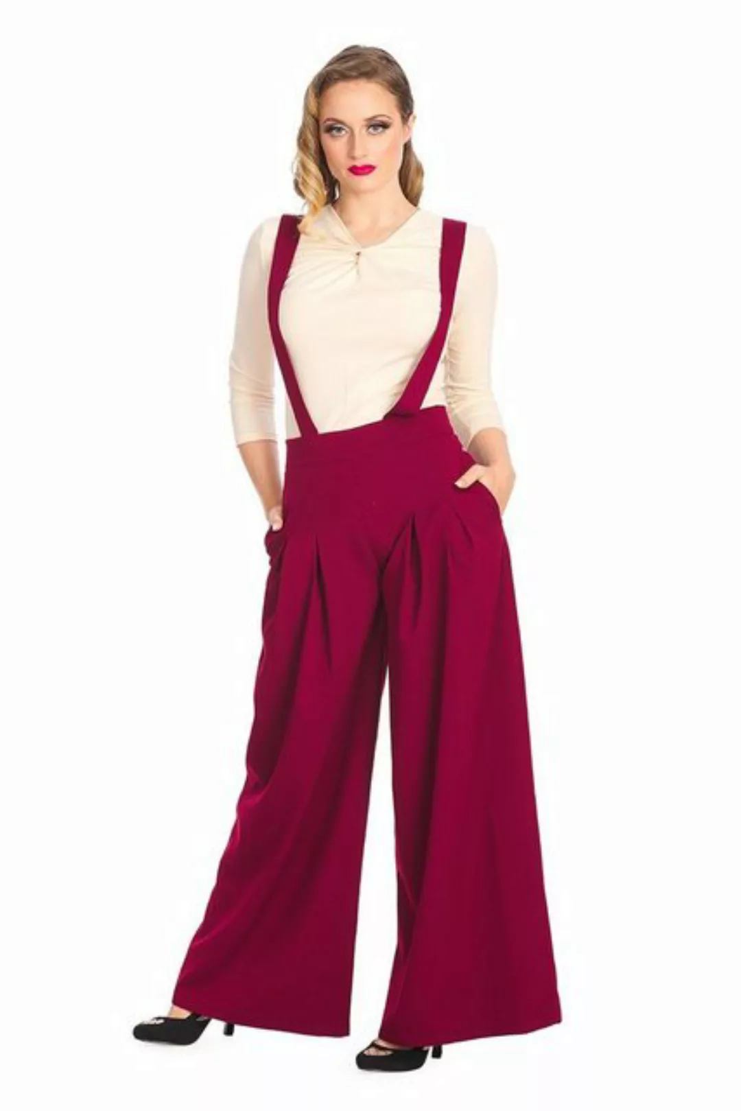 Banned Marlene-Hose Palazzo Diamond Burgunder Vintage Trouser abnehmbare Ho günstig online kaufen