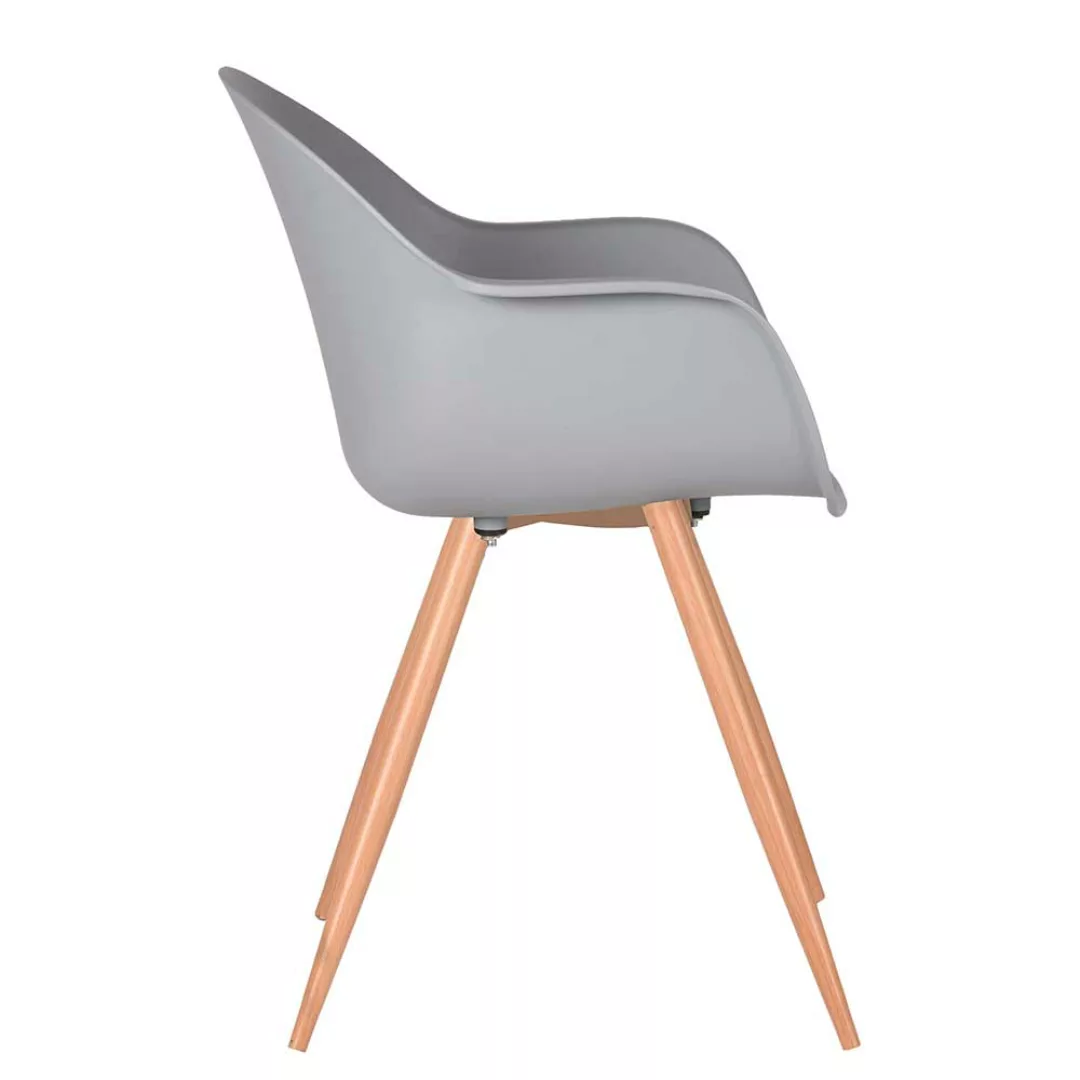 Esstisch Stuhl in Grau Kunststoff Metallgestell in Eiche Optik (2er Set) günstig online kaufen