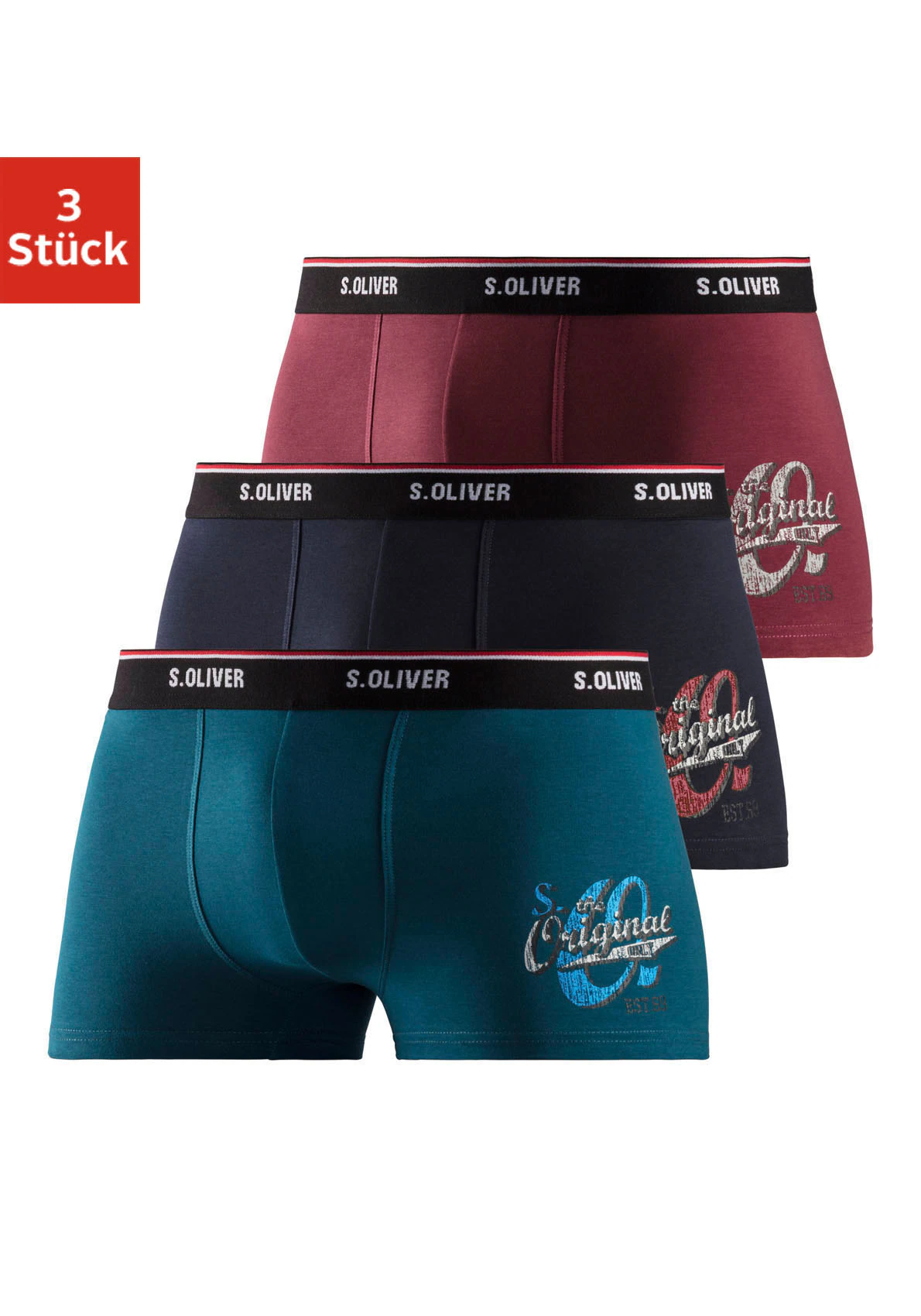 s.Oliver Boxer "Boxershorts für Herren", (Packung, 3 St.), mit Print auf de günstig online kaufen