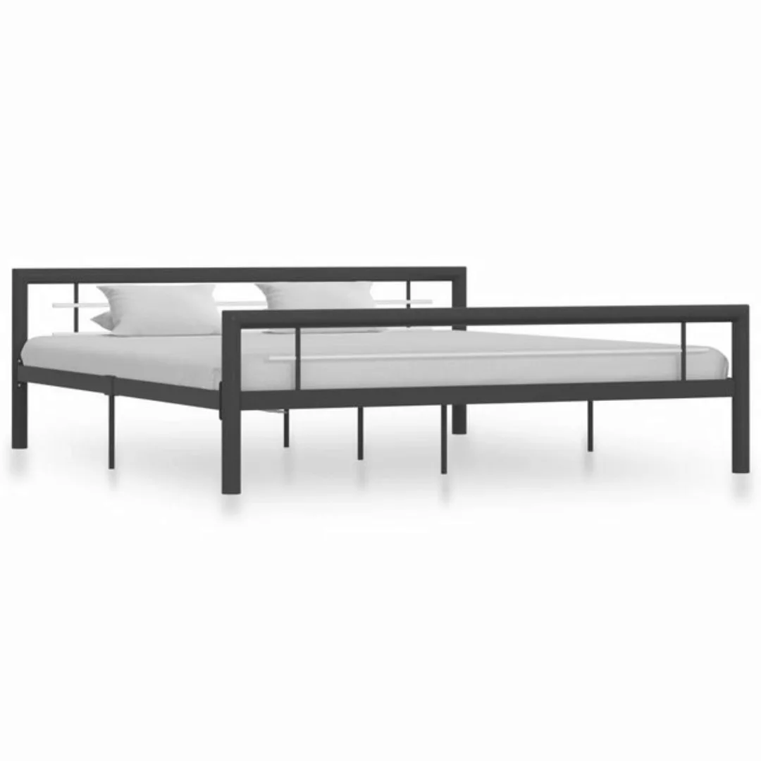 vidaXL Bettgestell Bettgestell Grau und Weiß Metall 180 200 cm Bett Bettrah günstig online kaufen