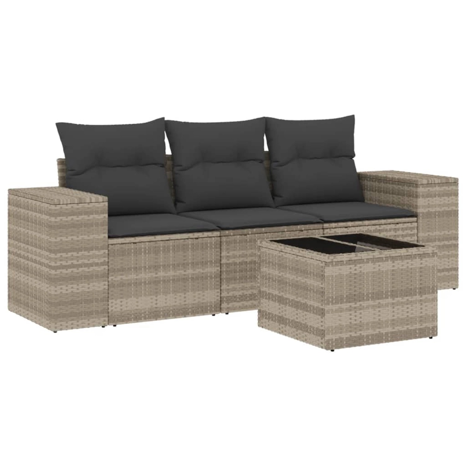 vidaXL 4-tlg Garten-Sofagarnitur mit Kissen Hellgrau Poly Rattan Modell 15 günstig online kaufen