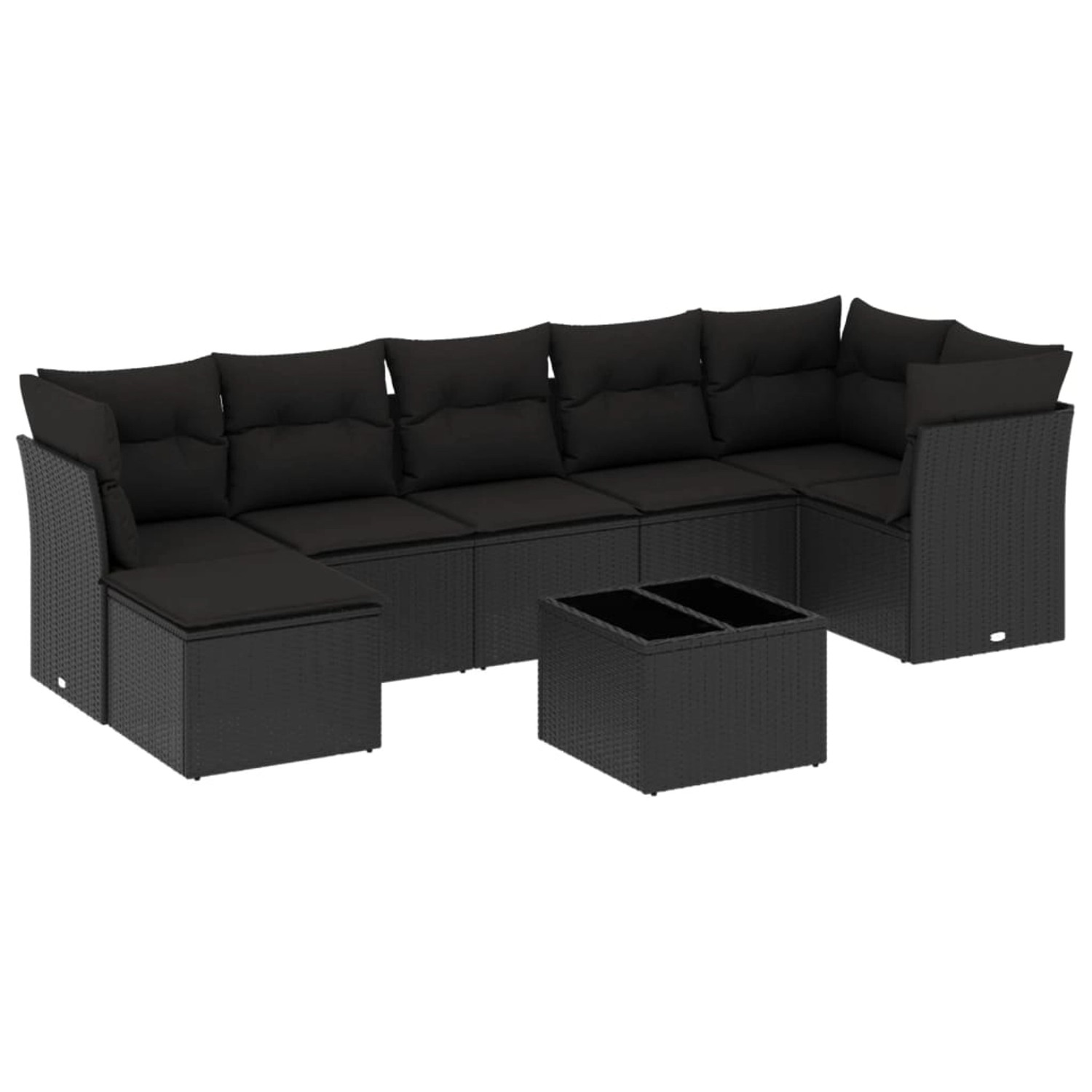 vidaXL 8-tlg Garten-Sofagarnitur mit Kissen Schwarz Poly Rattan Modell 88 günstig online kaufen