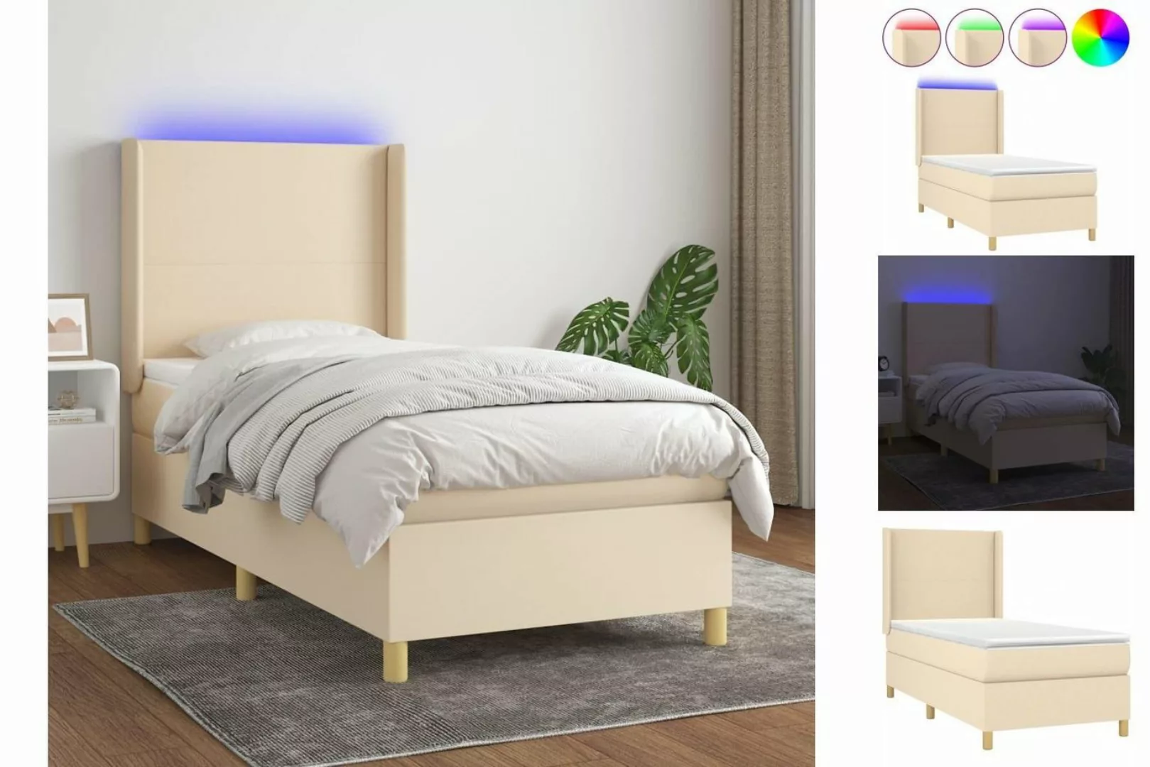 vidaXL Boxspringbett mit Matratze Creme 90x190 cm Stoff1380044 günstig online kaufen