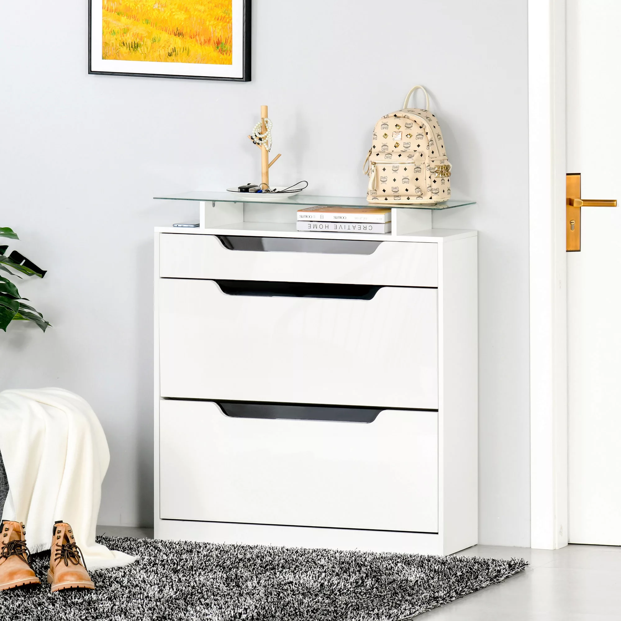 HOMCOM Schuhschrank Schuhregal mit 3 Schubladen und Klapptür, verstellbares günstig online kaufen