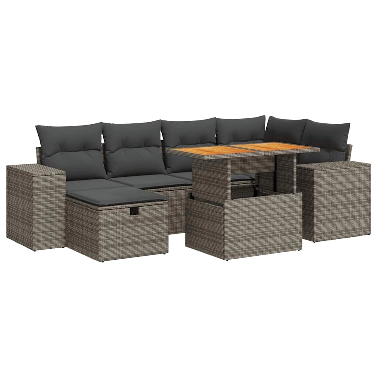 vidaXL 8-Tlg Garten-Sofagarnitur mit Kissen Grau Poly Rattan Akazie 3328089 günstig online kaufen