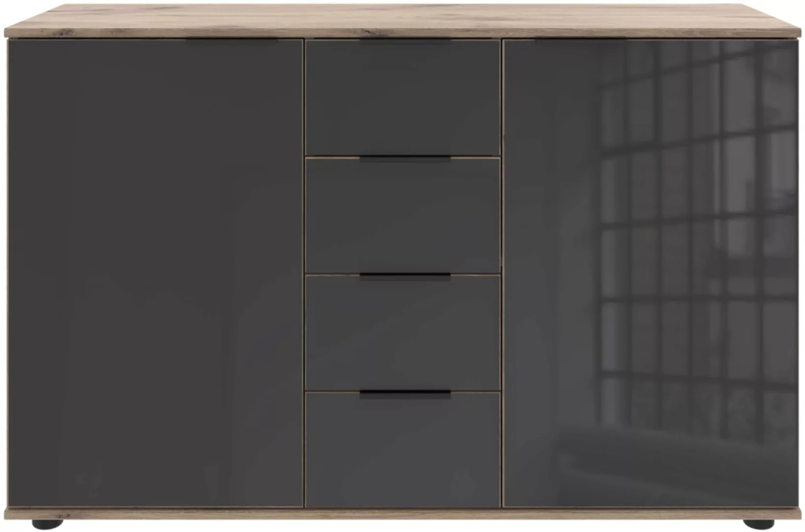 Wimex Kombikommode "Leonberg, Sideboard 2trg mit 4 Schubladen", mit Glasfro günstig online kaufen