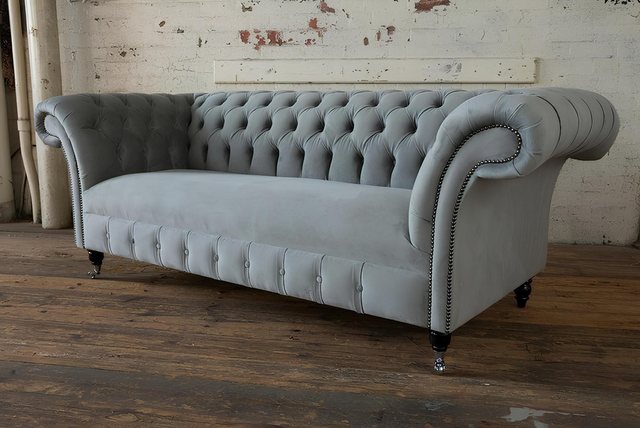 Xlmoebel Sofa Dreisitzer Chesterfield-Stoffcouch mit edlem Design und Samtb günstig online kaufen