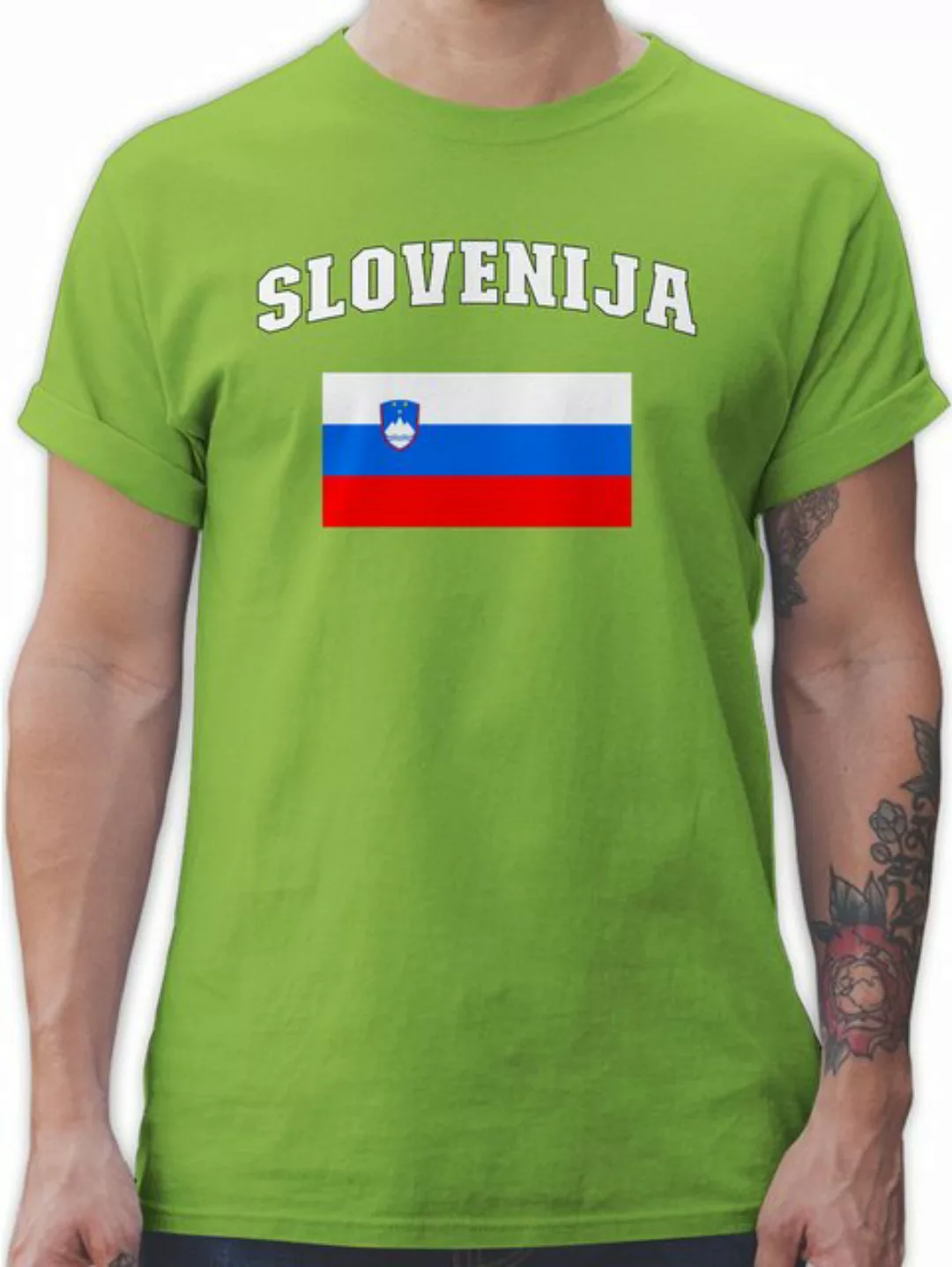 Shirtracer T-Shirt Slovenija Schriftzug mit Flagge, Slowenien, Slovenia 202 günstig online kaufen