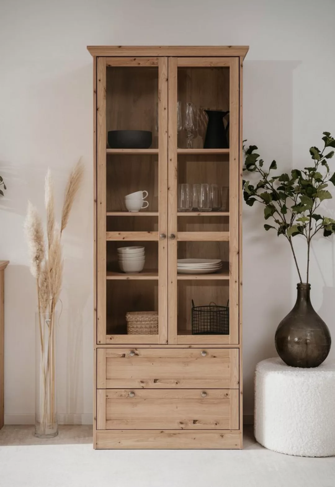 freiraum Vitrine Timber 2 Türen, 2 Schübe, 3 Böden, Artisan Eiche Dekor - 8 günstig online kaufen