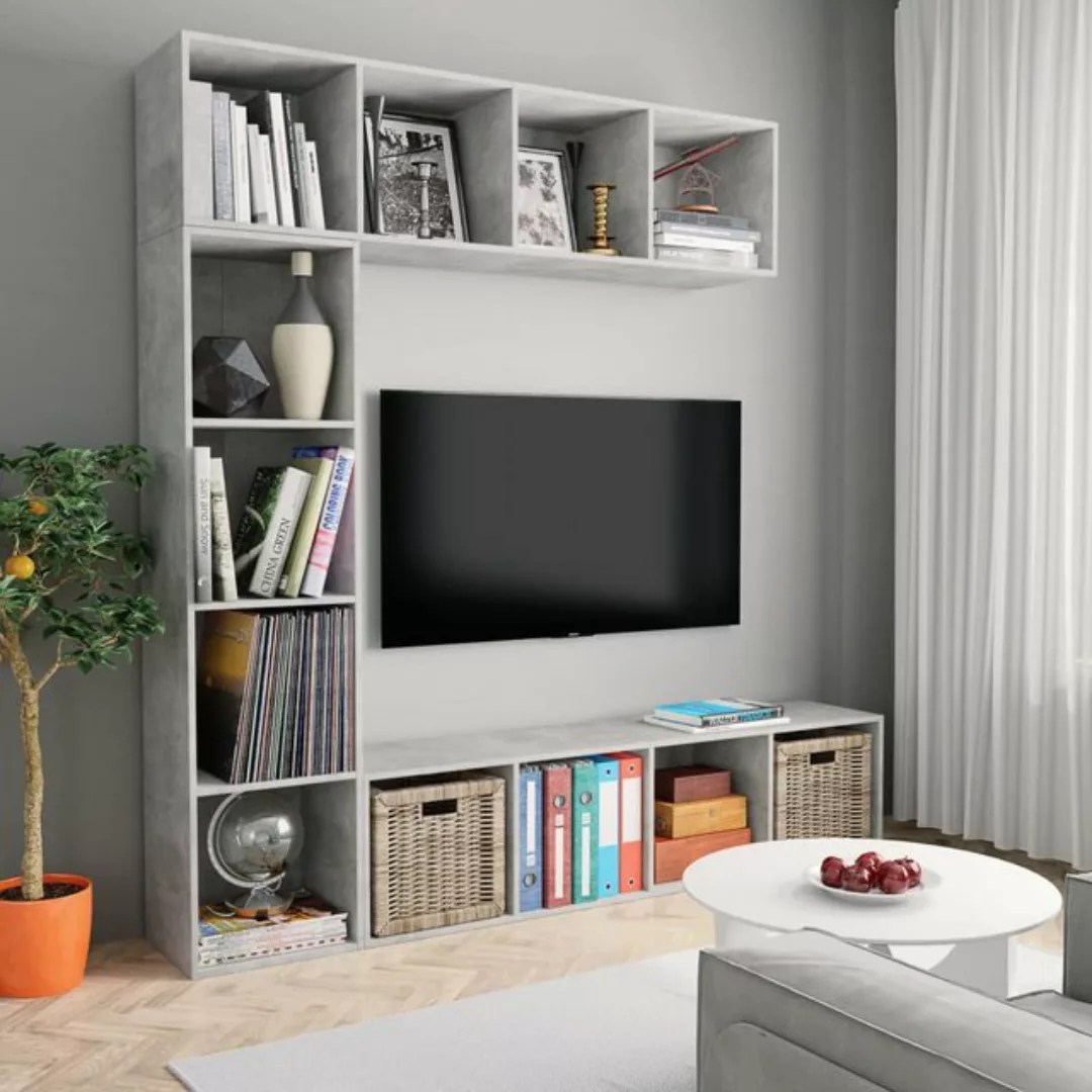 VidaXL 3-tlg. Bücher-/TV-Schrank Set Betongrau 180x30x180 cm günstig online kaufen