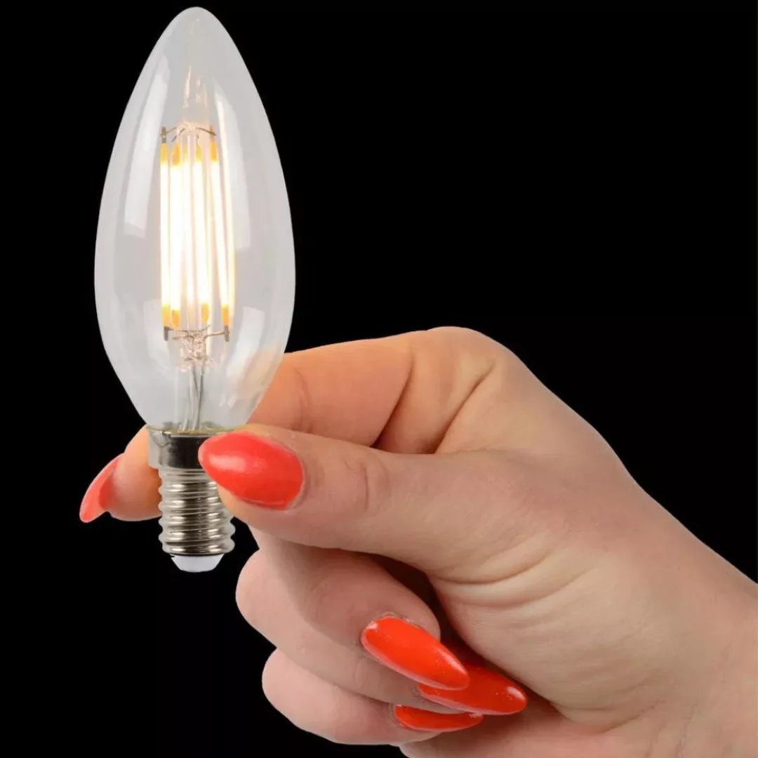 LED Leuchtmittel E14 Kerze - B35 in Transparent 4W 400lm 2er-Pack günstig online kaufen