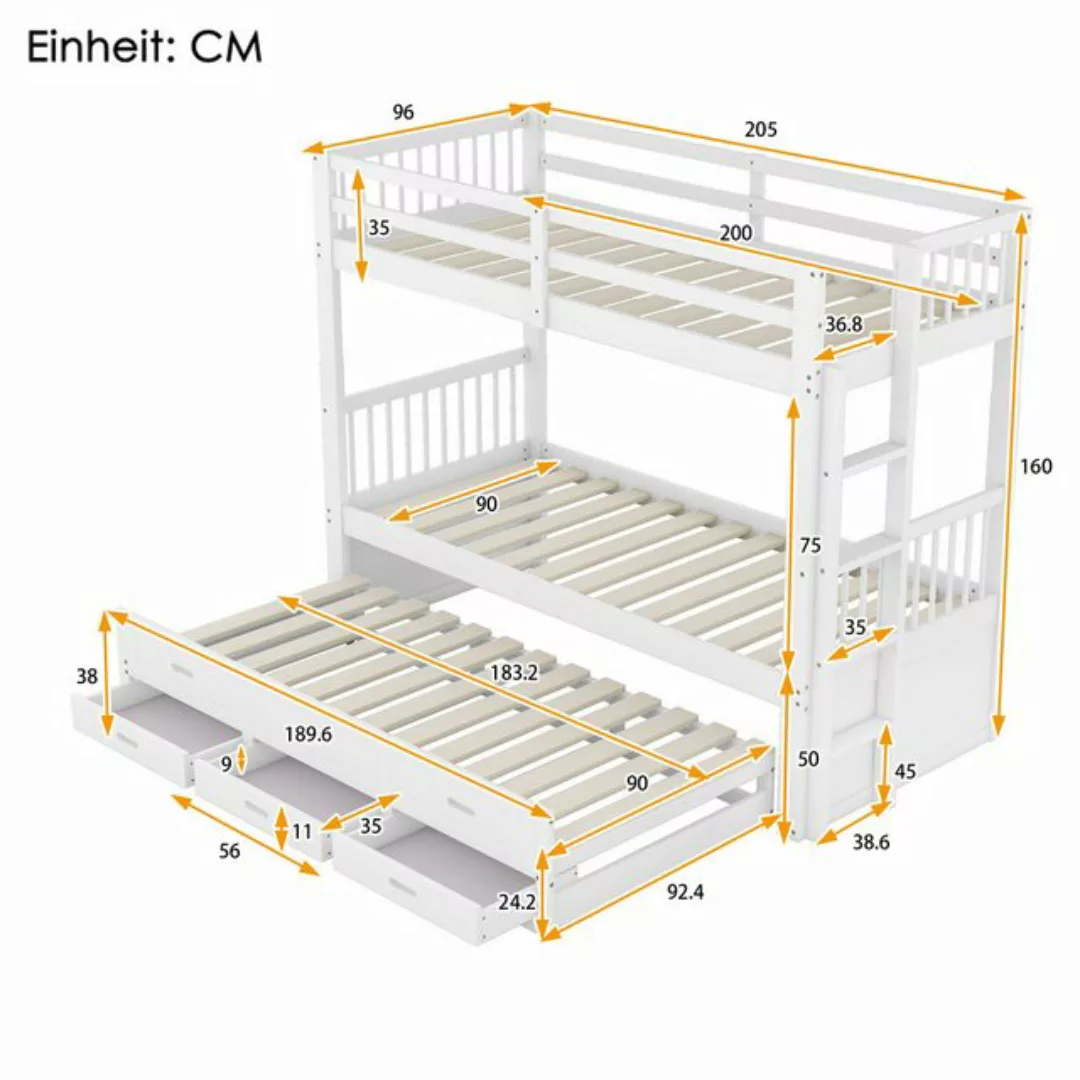 TavilaEcon Etagenbett Kinderbett Hausbett Jugendbett 90x200cm, für Mädchen günstig online kaufen