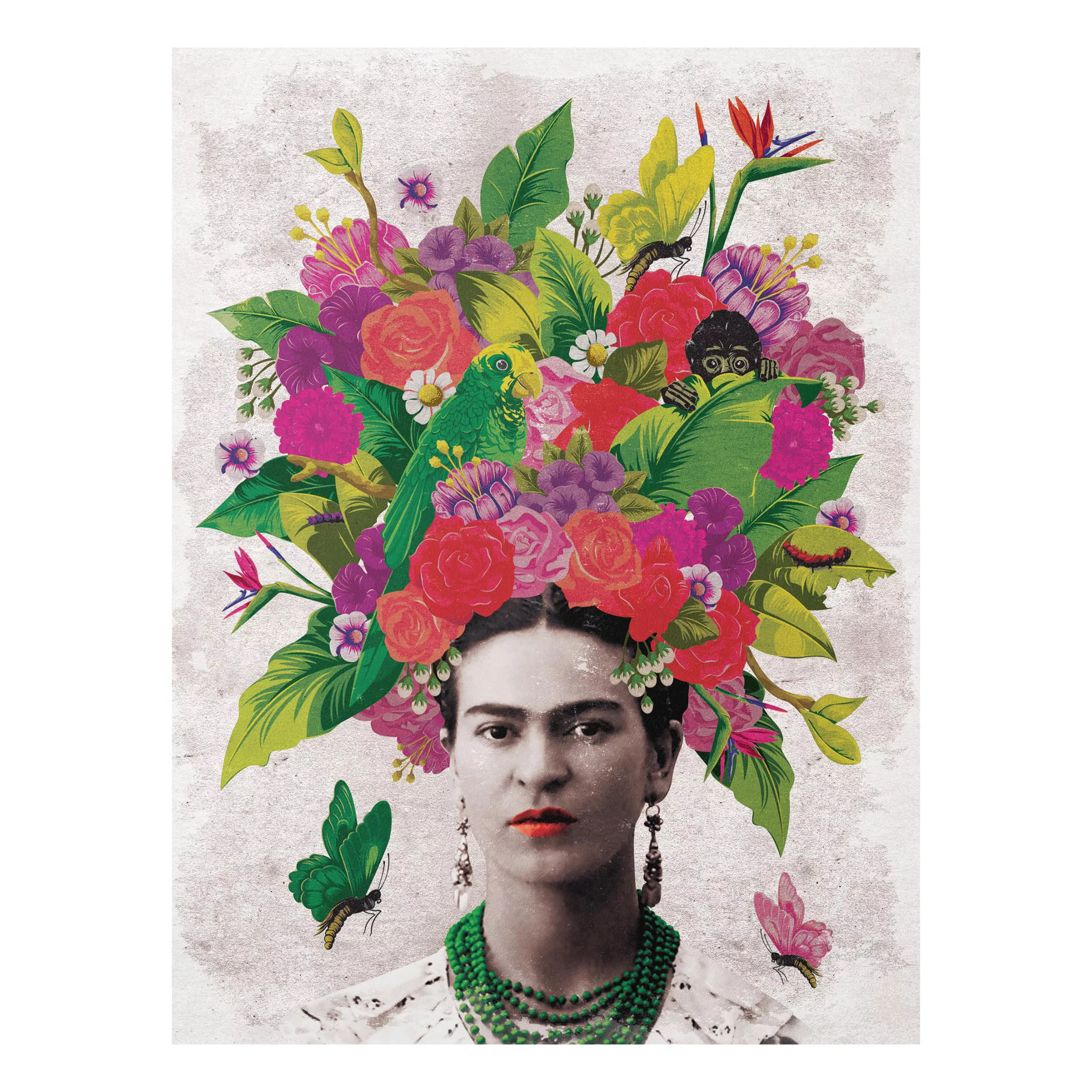 Forexbild Kunstdruck - Hochformat Frida Kahlo - Blumenportrait günstig online kaufen