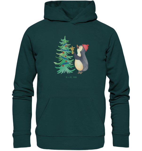 Mr. & Mrs. Panda Hoodie Größe XL Pinguin Weihnachtsbaum - Mid Heather Green günstig online kaufen