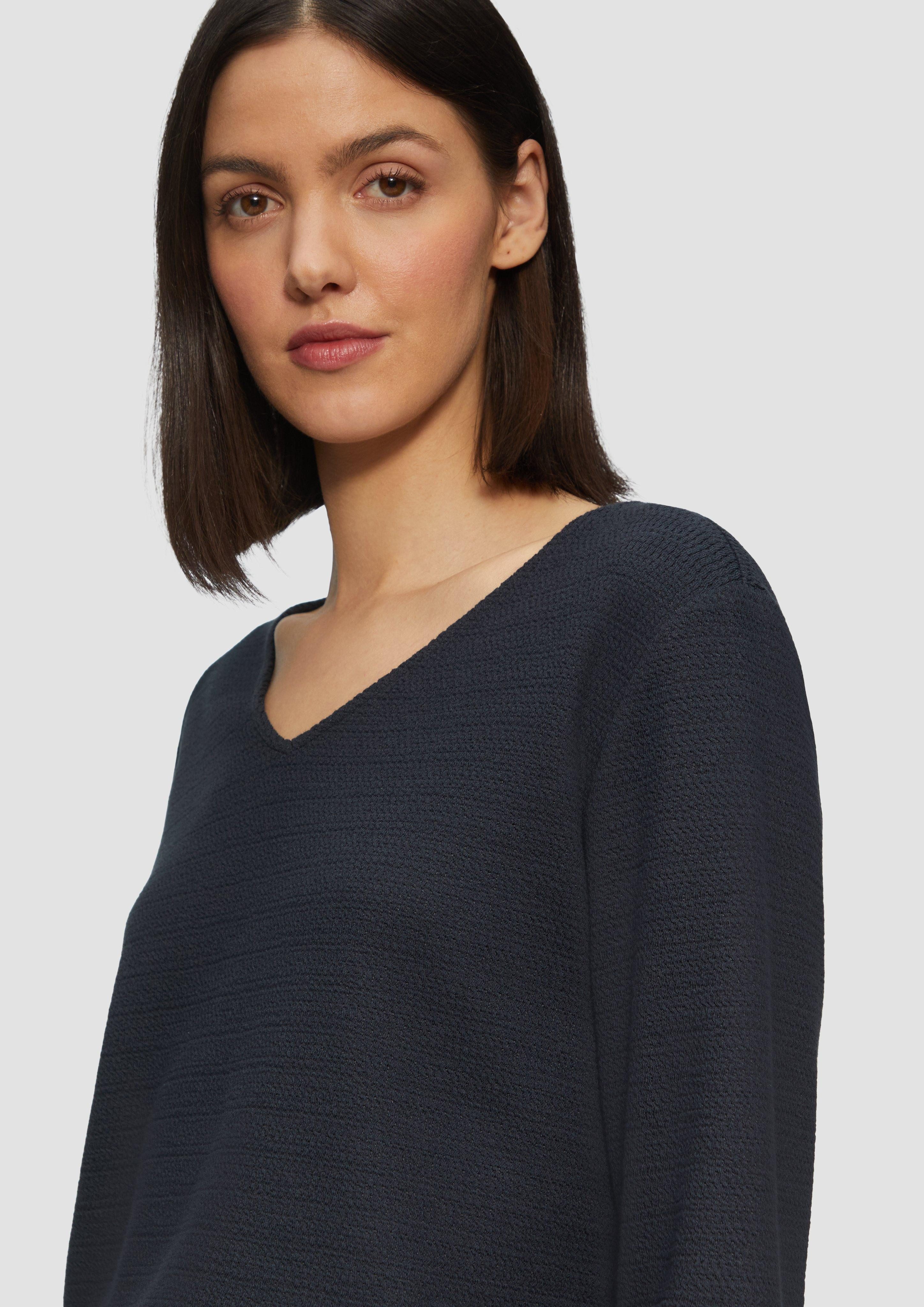 s.Oliver 3/4-Arm-Shirt Strukturiertes Sweatshirt aus Baumwollmix günstig online kaufen