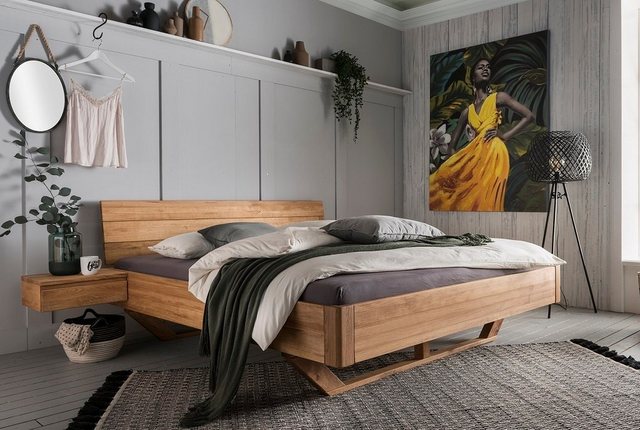 Main Möbel Massivholzbett Main Möbel Doppelbett 'Mona' 160x200cm Wildeiche günstig online kaufen