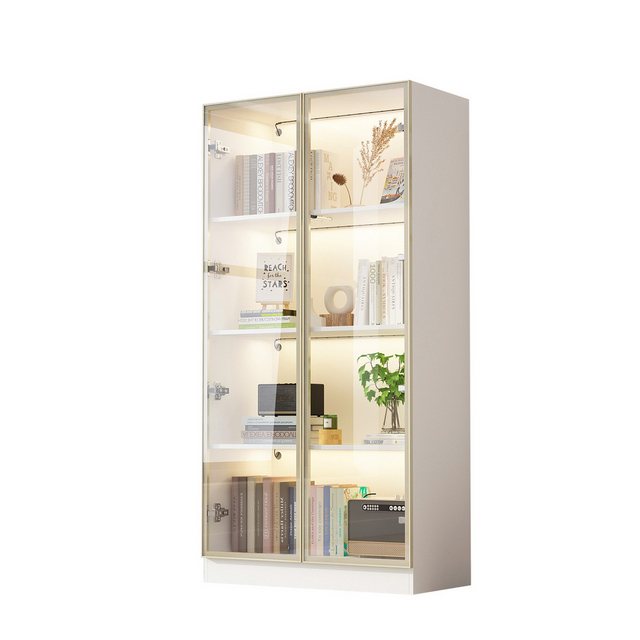 FUFU&GAGA Vitrine Vitrinenschrank mit Glastüren und Beleuchtung 160 CM günstig online kaufen