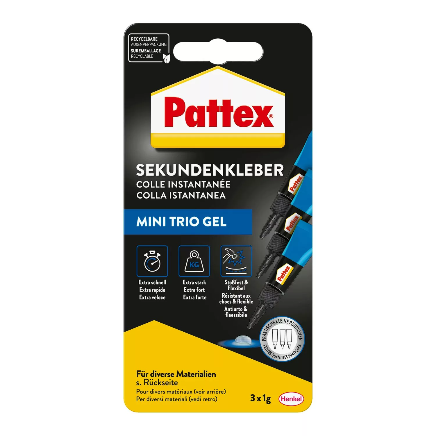 Pattex Sekundenkleber Ultra Gel Mini-Trio 3 x 1g günstig online kaufen