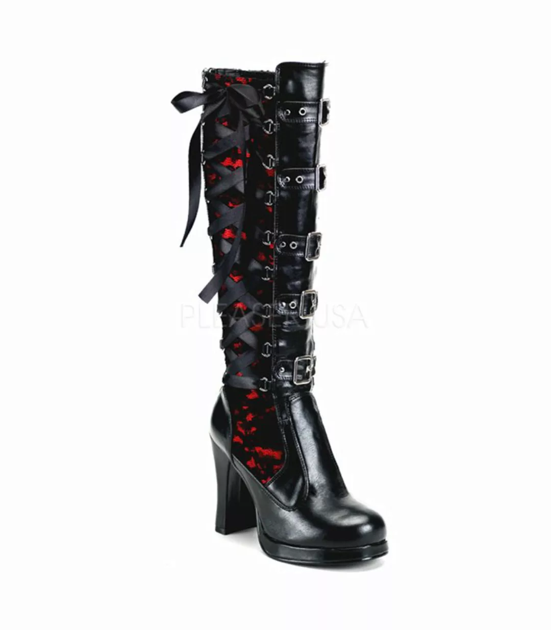 Gothic Damenstiefel CRYPTO-106 - Schwarz/Rot (Schuhgröße: EUR 41) günstig online kaufen