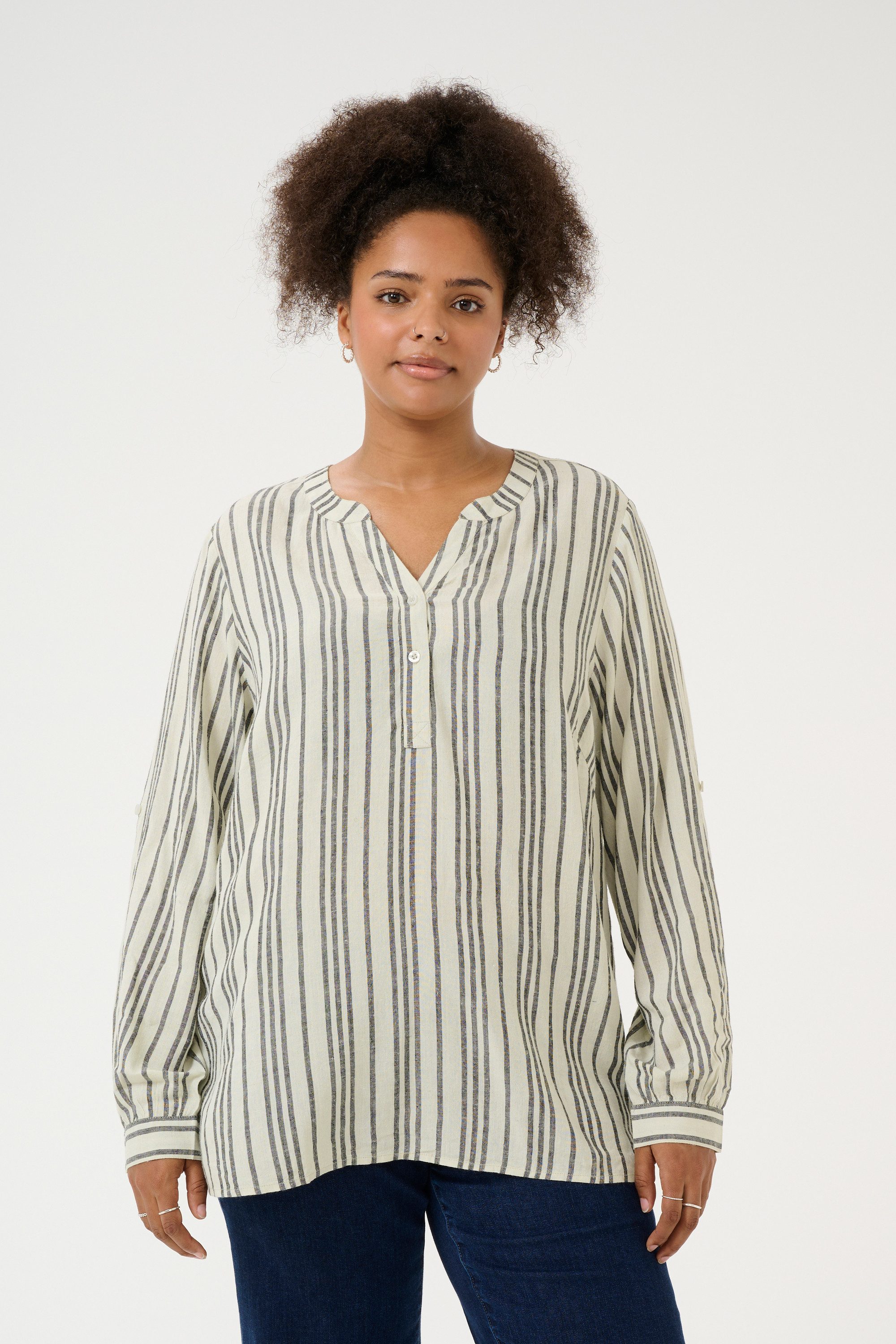 KAFFE Curve Langarmbluse Langarm-Bluse KCmille Große günstig online kaufen