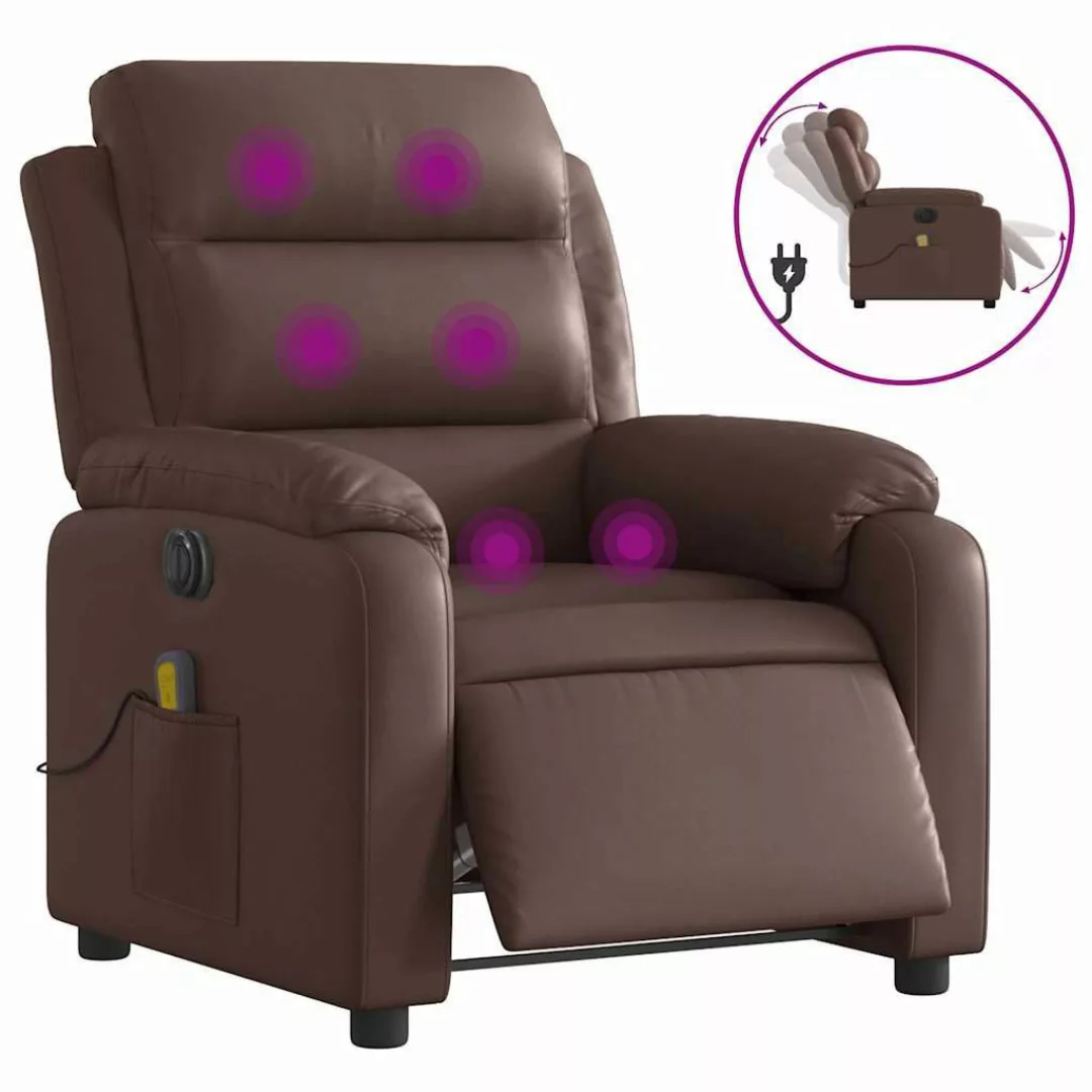 vidaXL Sessel Massagesessel Elektrisch Braun Kunstleder günstig online kaufen