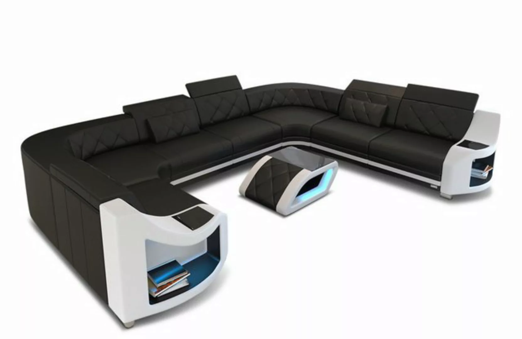 Sofa Dreams Wohnlandschaft Ledercouch Sofa Leder Genua U Form Ledersofa, Co günstig online kaufen