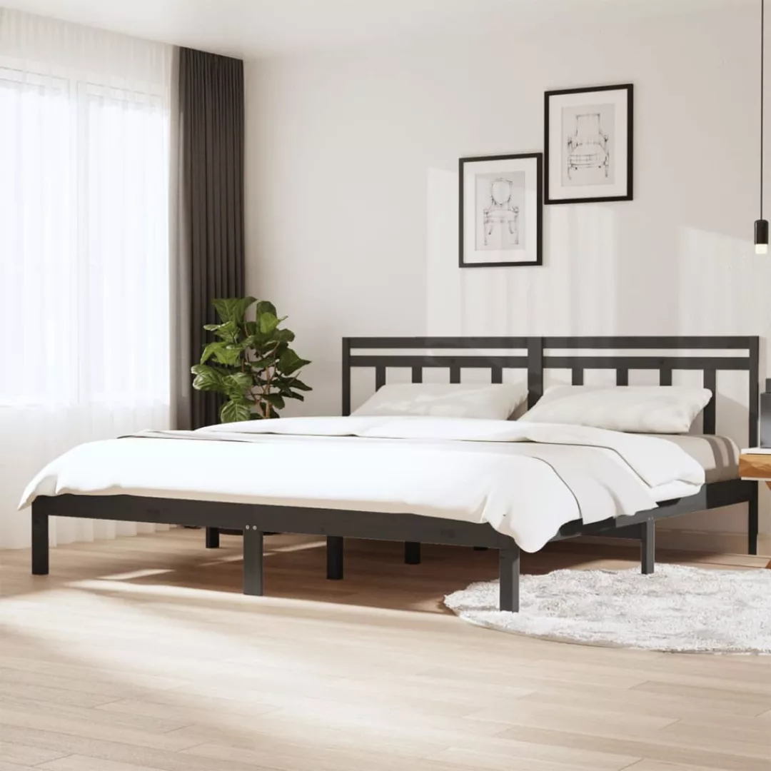 vidaXL Bettgestell Massivholzbett Grau 180x200 cm 6FT Super King Doppelbett günstig online kaufen