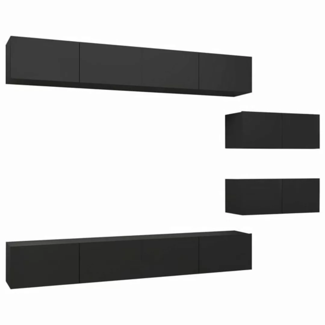 furnicato TV-Schrank 6-tlg. TV-Schrank-Set Schwarz Holzwerkstoff (1-St) günstig online kaufen