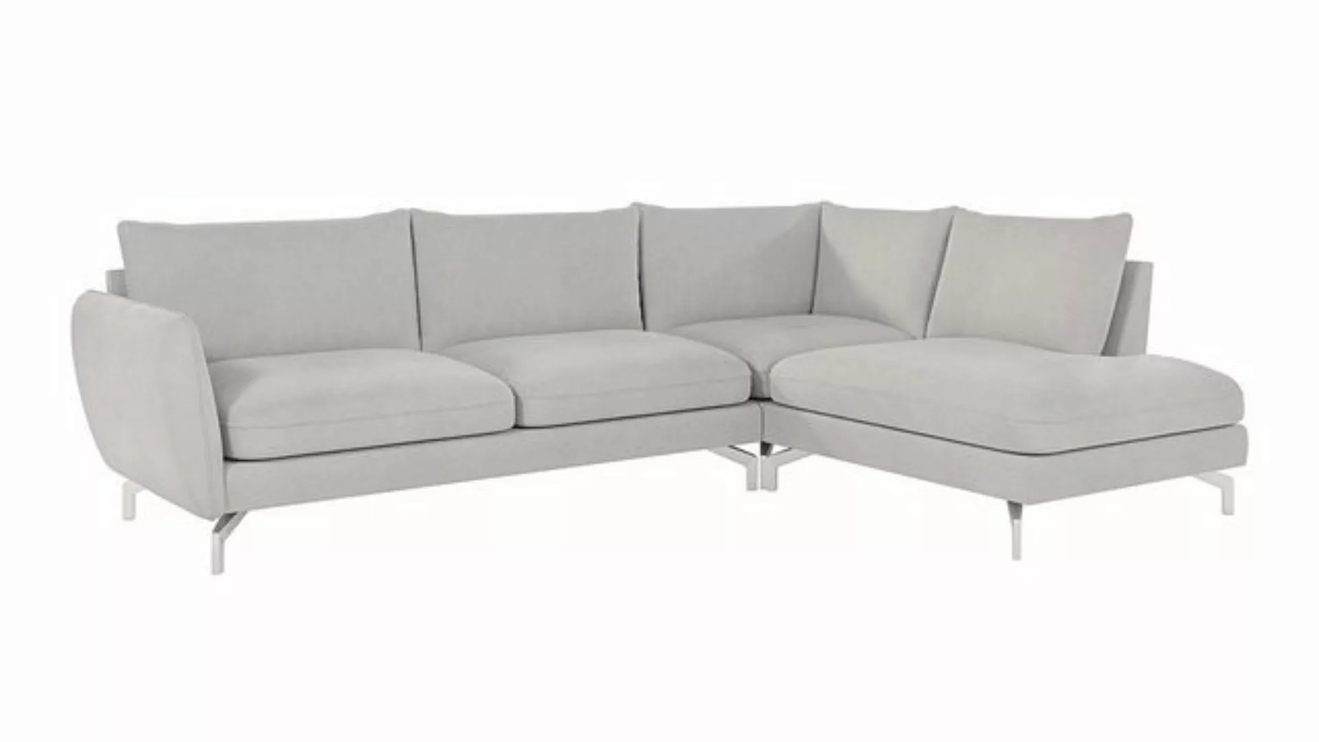 S-Style Möbel Ecksofa Modernes Benita mit Silber Metall Füßen, Ottomane lin günstig online kaufen