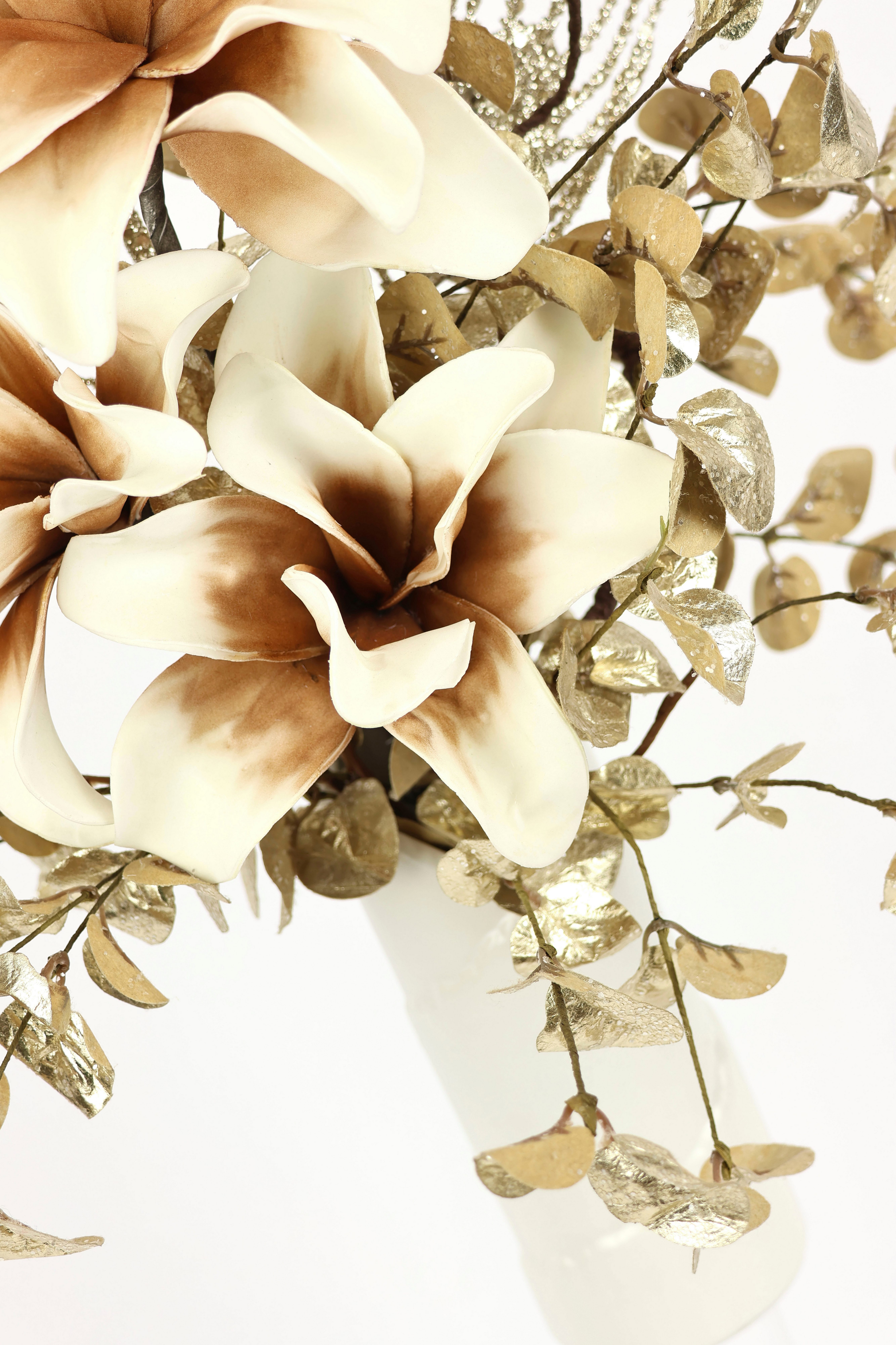 Winterliche Kunstpflanze Gesteck, Soft-Magnolie in Vase, günstig online kaufen