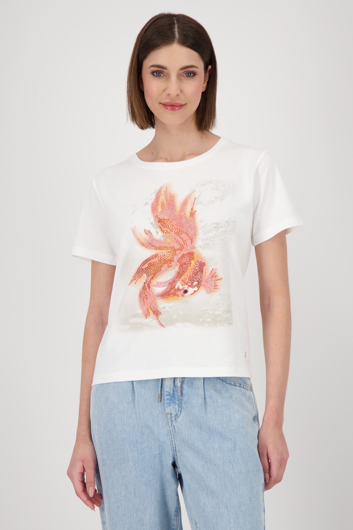 Monari Rundhalsshirt, mit Frontprint und Glitzernieten günstig online kaufen