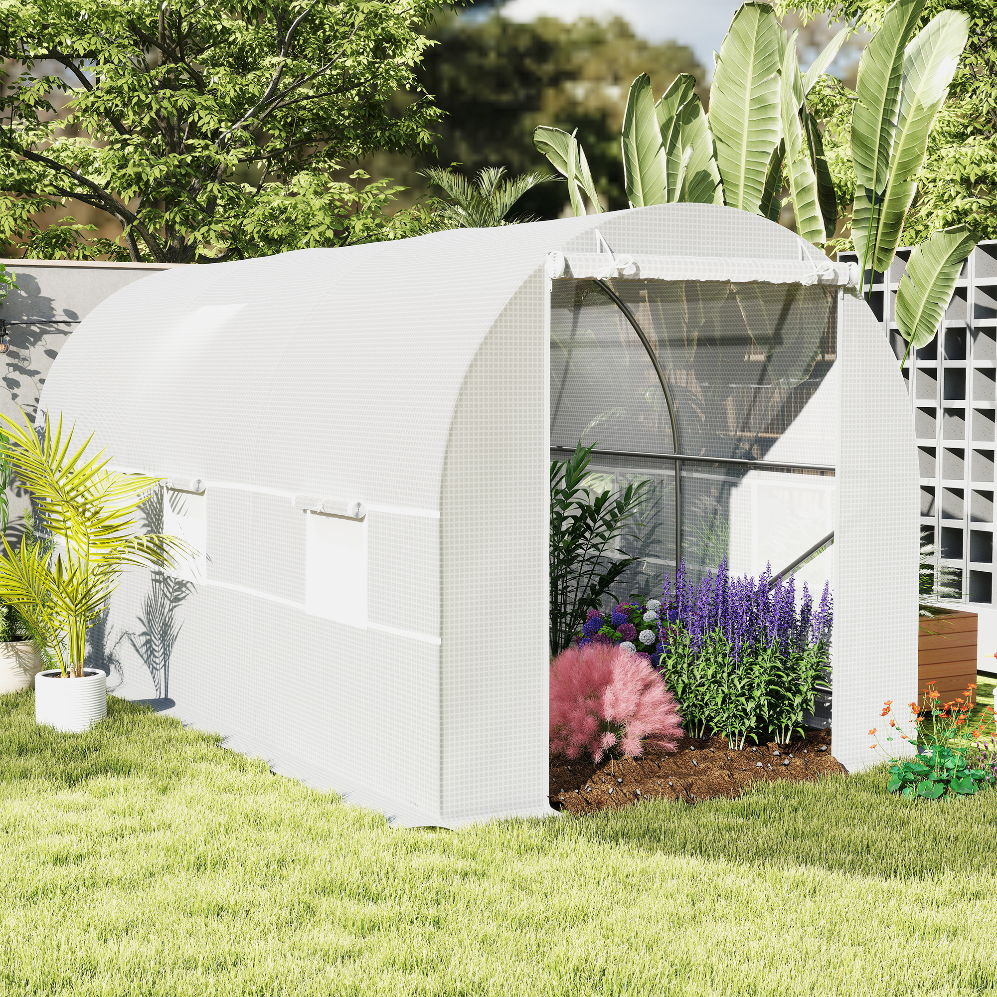 Outsunny Gewächshaus 2 x 4 m, stabiles Foliengewächshaus, Gewächshausfolie günstig online kaufen