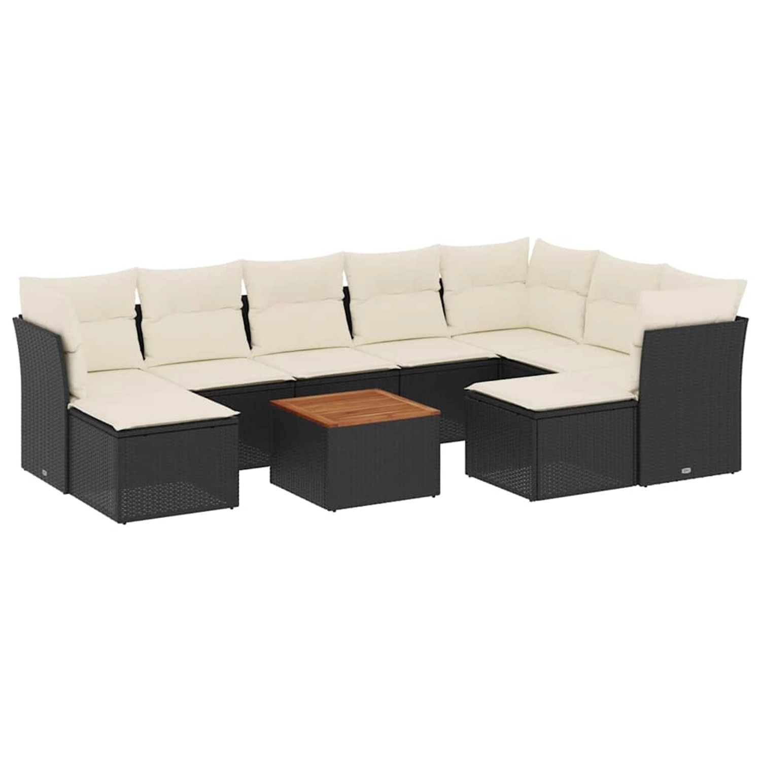 vidaXL 10-Tlg Garten-Sofagarnitur mit Kissen Schwarz Poly Rattan 3256294 günstig online kaufen